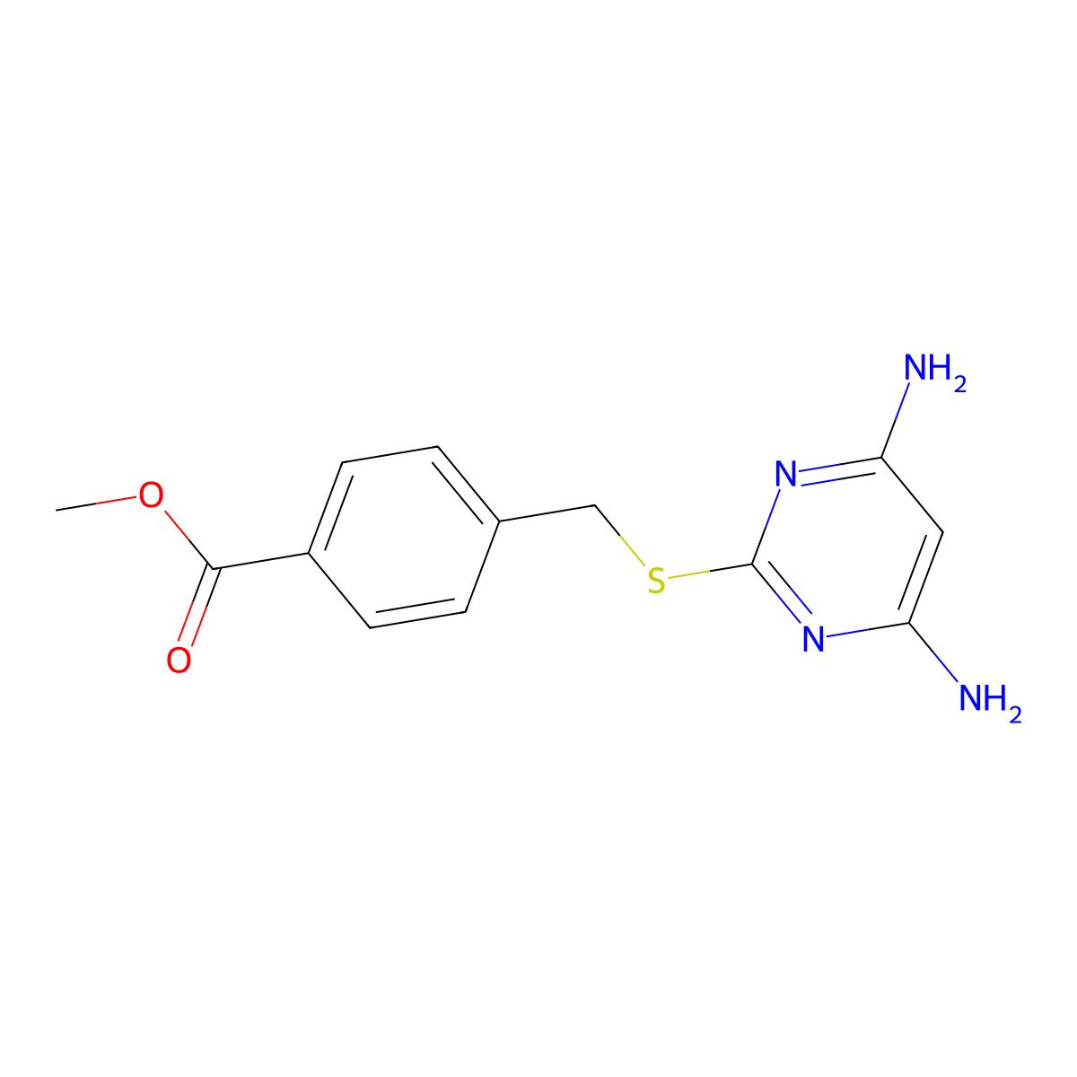 Methyl 4-[(4,6-diaminopyrimidin-2-ylthio)methyl]benzoate molecular structure, CAS 637326-85-3