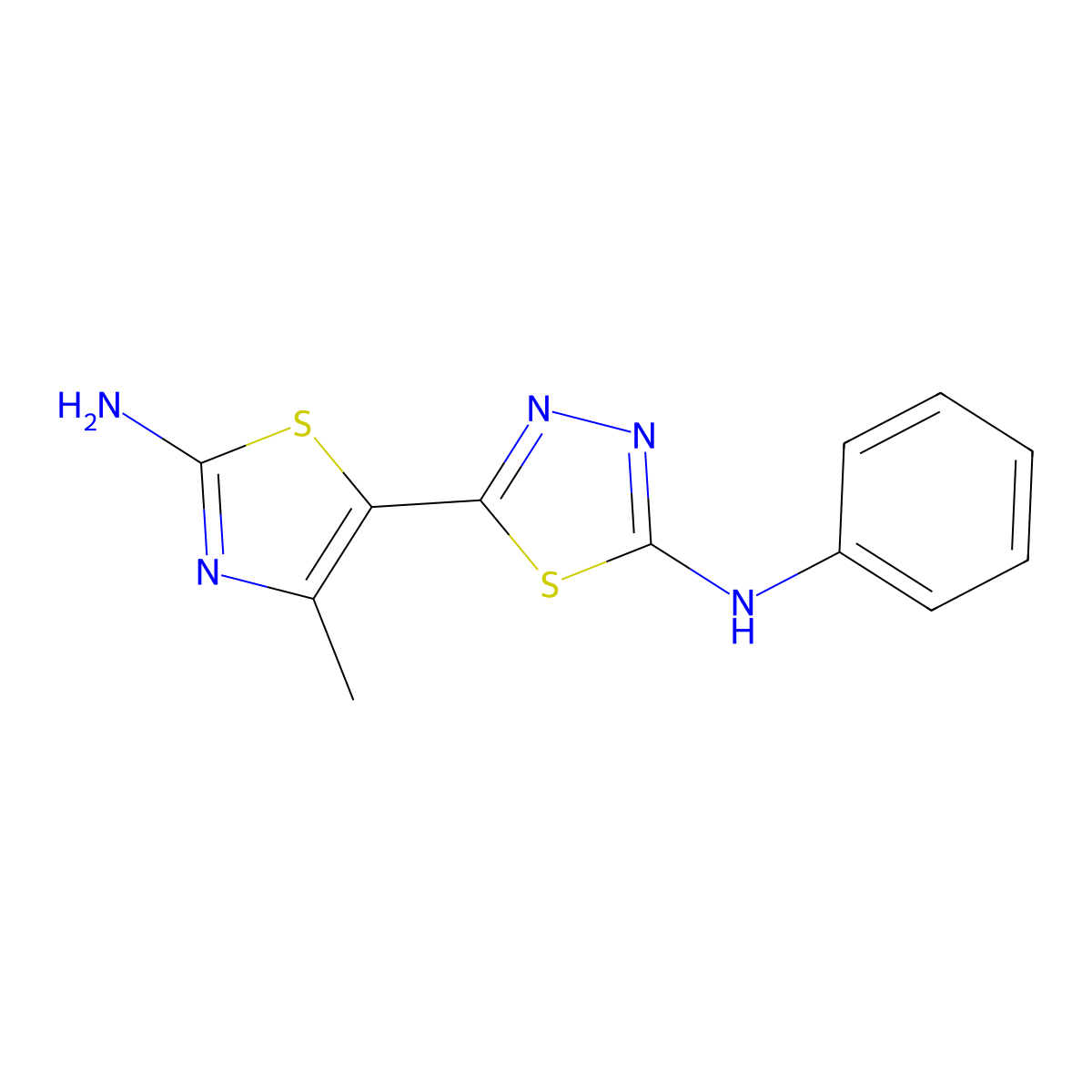 5-(2-amino-4-methyl-1,3-thiazol-5-yl)-N-phenyl-1,3,4-thiadiazol-2-amine molecular structure, CAS 637326-91-1