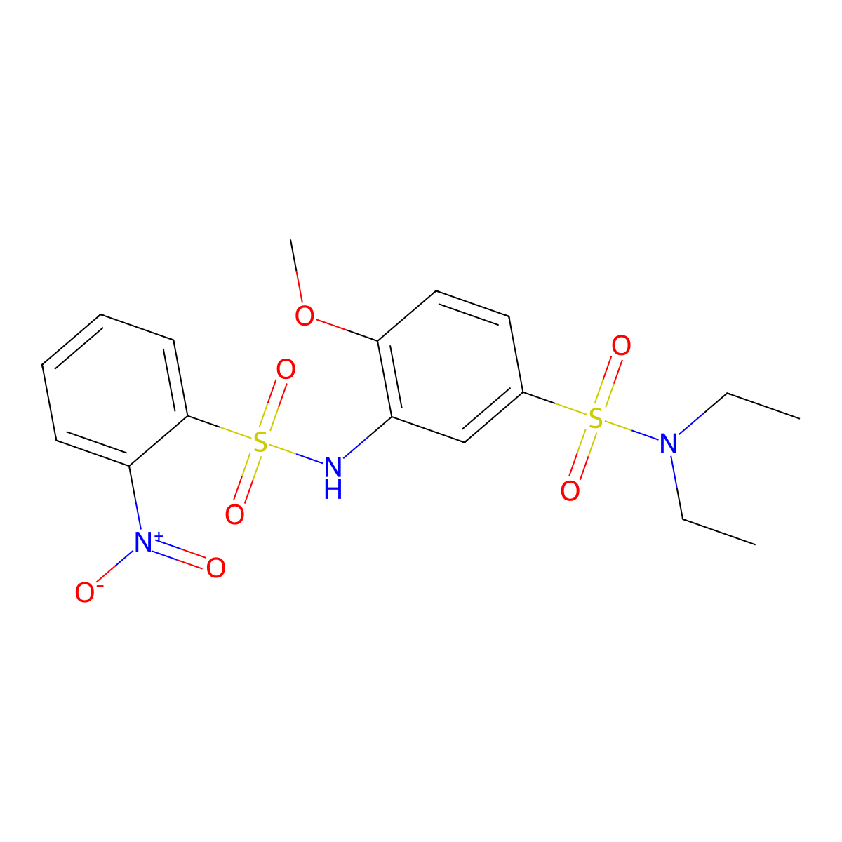 N,N-diethyl-4-methoxy-3-[(2-nitrophenyl)sulfonylamino]benzenesulfonamide molecular structure, CAS 637327-22-1