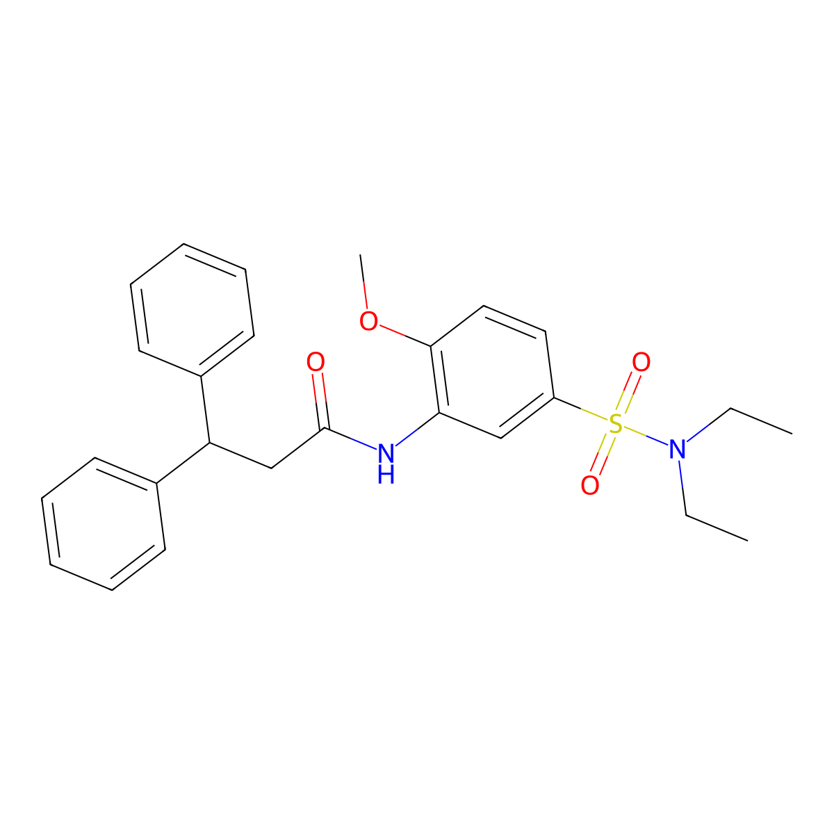 N-[5-(diethylsulfamoyl)-2-methoxyphenyl]-3,3-diphenylpropanamide molecular structure, CAS 637327-33-4