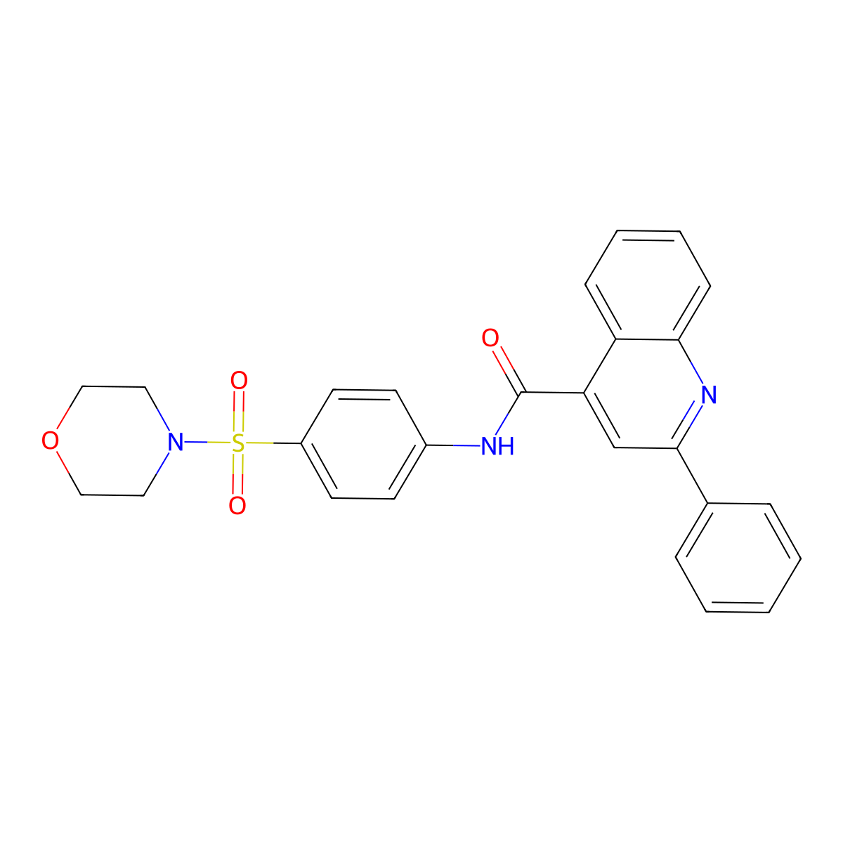 N-(4-morpholin-4-ylsulfonylphenyl)-2-phenylquinoline-4-carboxamide molecular structure, CAS 637327-35-6