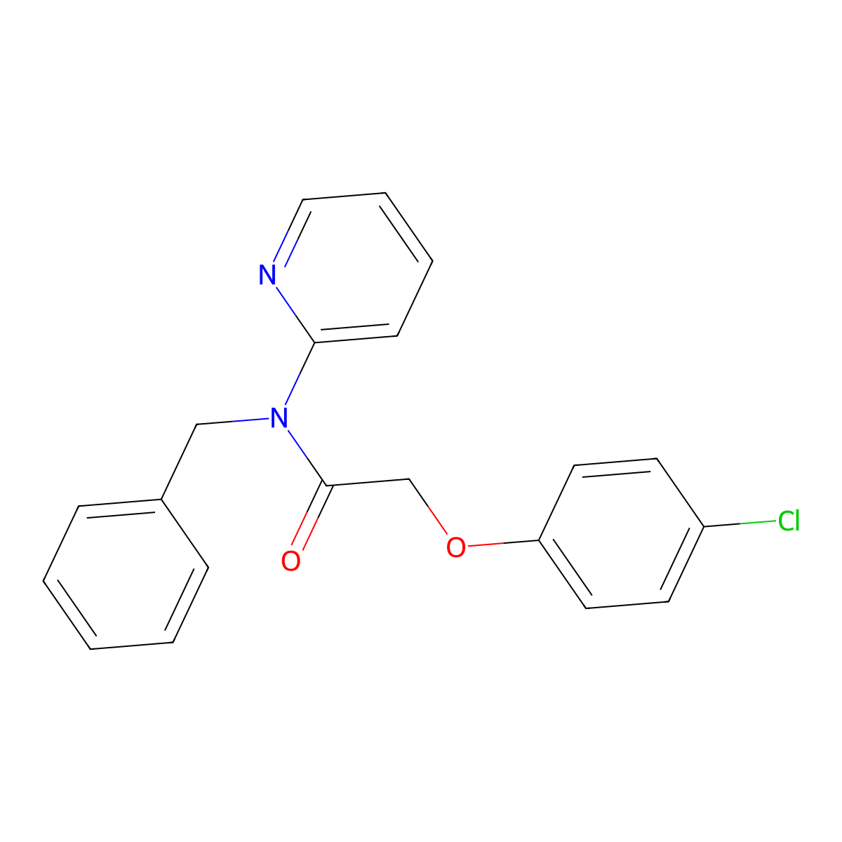 N-benzyl-2-(4-chlorophenoxy)-N-pyridin-2-ylacetamide molecular structure, CAS 637327-39-0