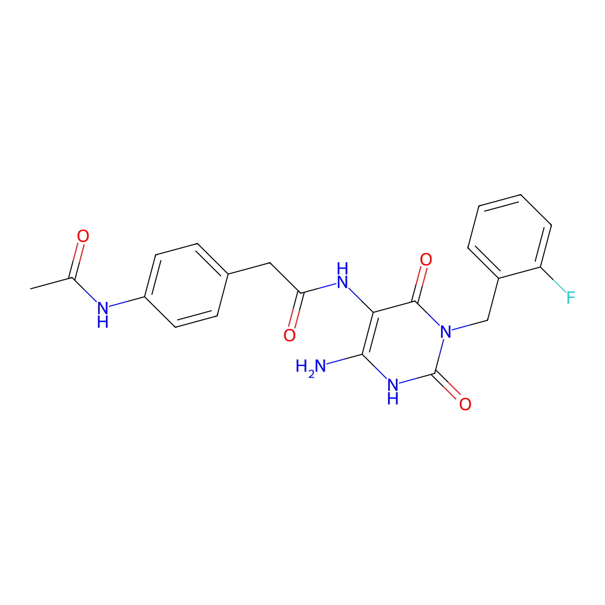 2-(4-acetamidophenyl)-N-(6-amino-3-(2-fluorobenzyl)-2,4-dioxo-1,2,3,4-tetrahydropyrimidin-5-yl)acetamide molecular structure, CAS 637335-11-6