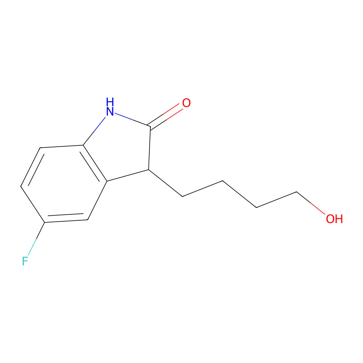 5-Fluoro-3-(4-hydroxybutyl)-1,3-dihydroindol-2-one molecular structure, CAS 637341-60-7