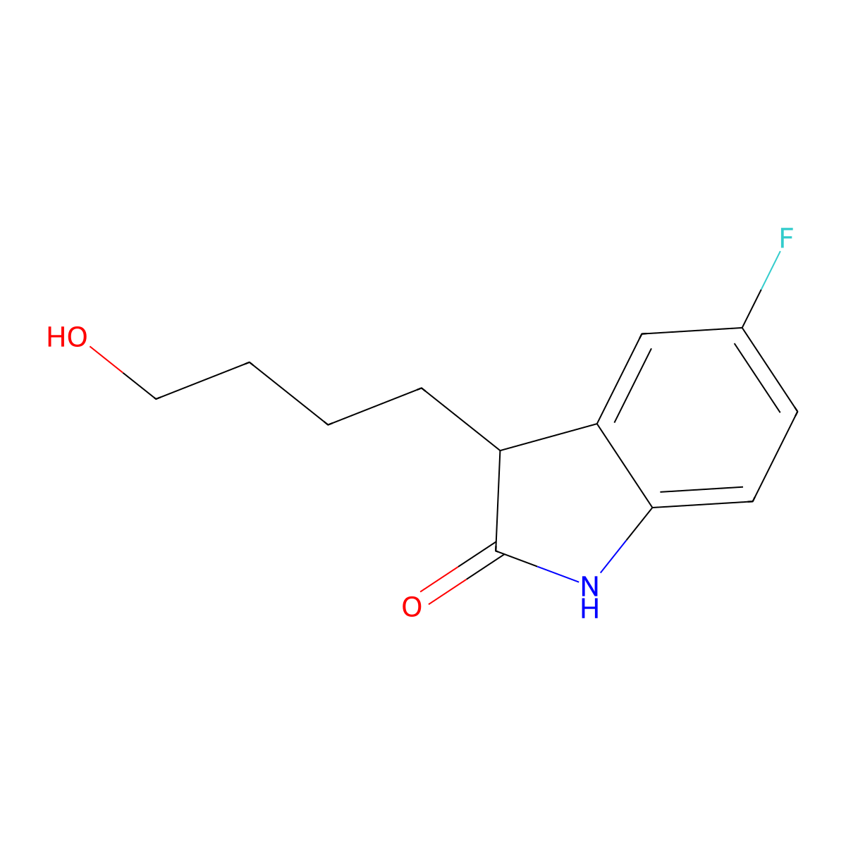 5-Fluoro-3-(4-hydroxybutyl)-1,3-dihydroindol-2-one molecular structure, CAS 637341-60-7