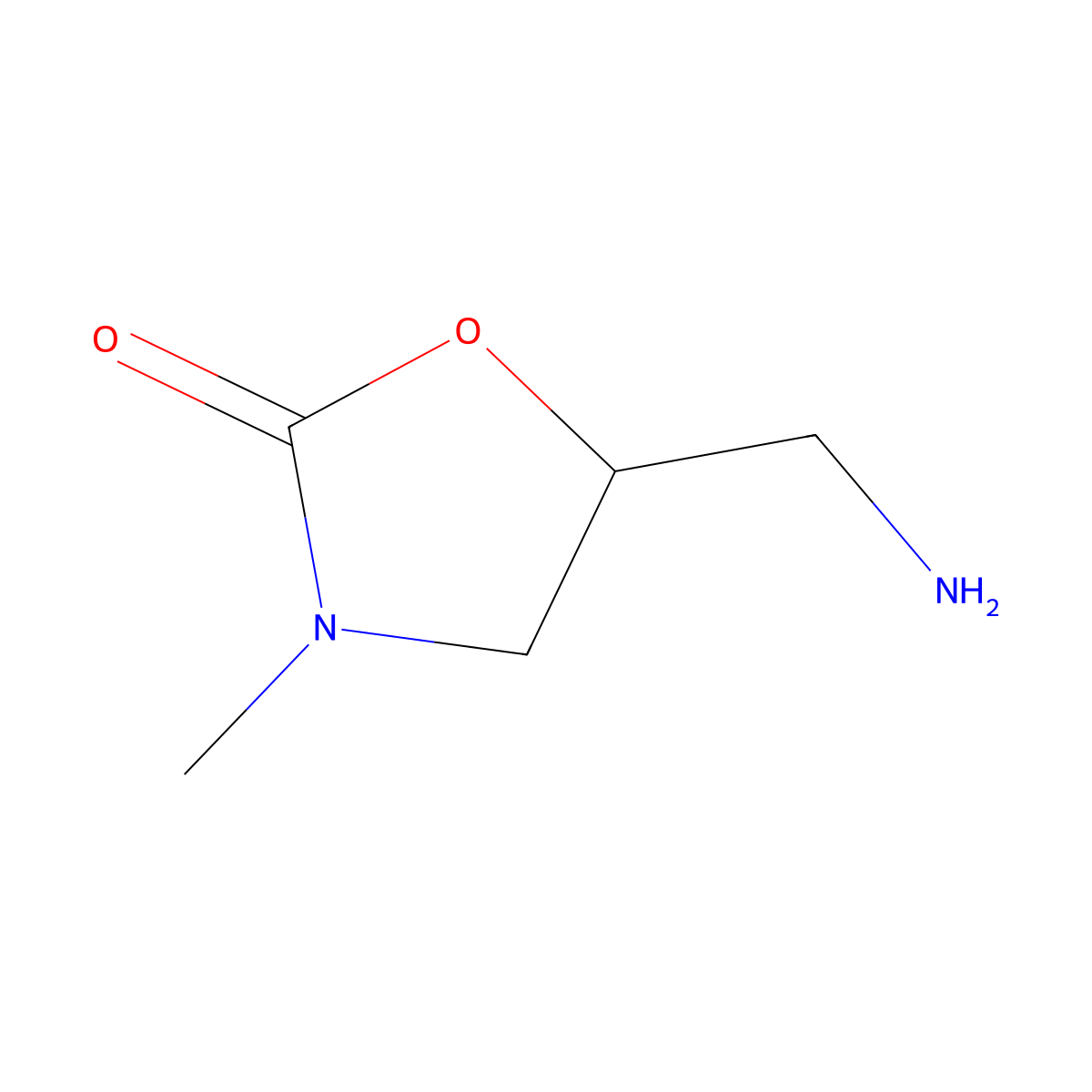 5-(Aminomethyl)-3-methyl-1,3-oxazolidin-2-one molecular structure, CAS 637344-09-3