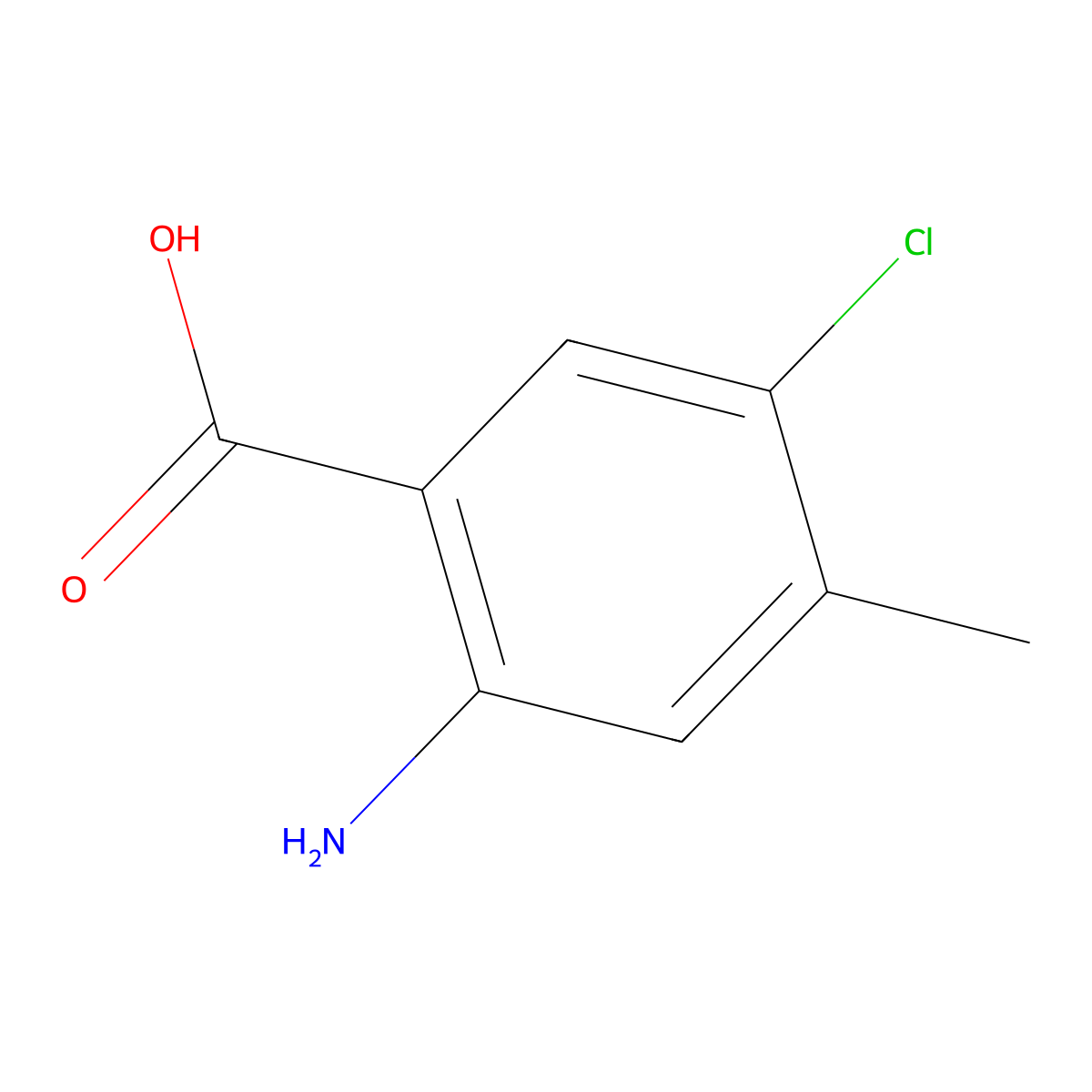 2-Amino-5-chloro-4-methylbenzoic acid molecular structure, CAS 637347-67-2