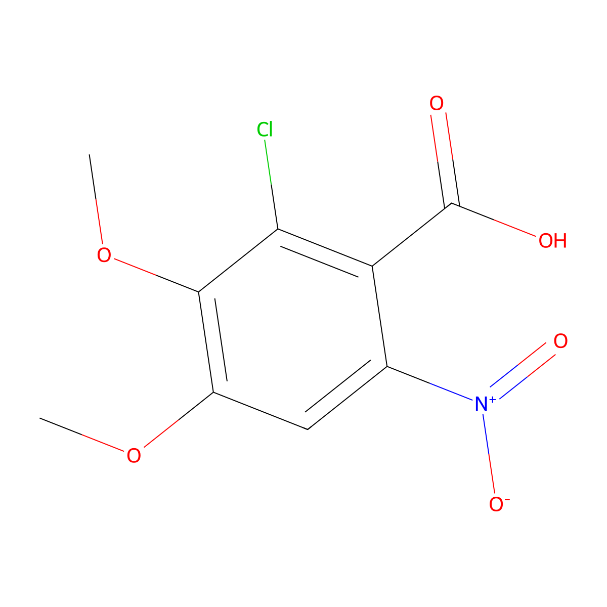 2-Chloro-3,4-dimethoxy-6-nitrobenzoic acid molecular structure, CAS 637347-71-8