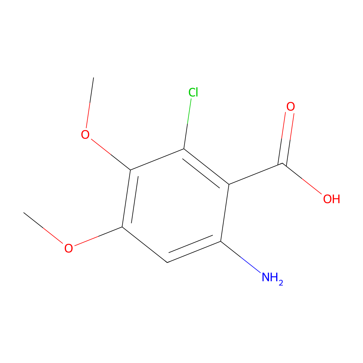 6-Amino-2-chloro-3,4-dimethoxybenzoic acid molecular structure, CAS 637347-72-9