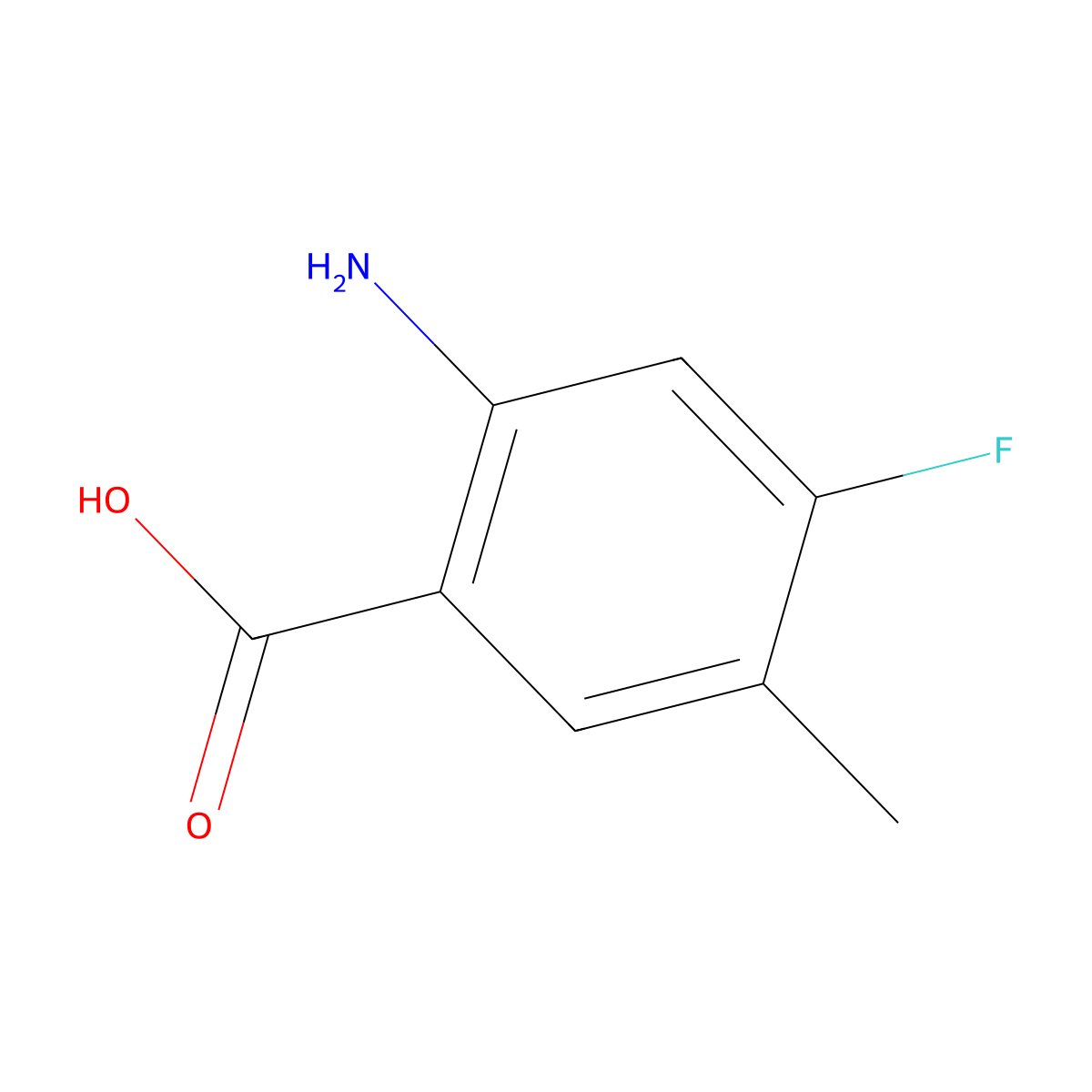 2-Amino-4-fluoro-5-methylbenzoic acid molecular structure, CAS 637347-83-2