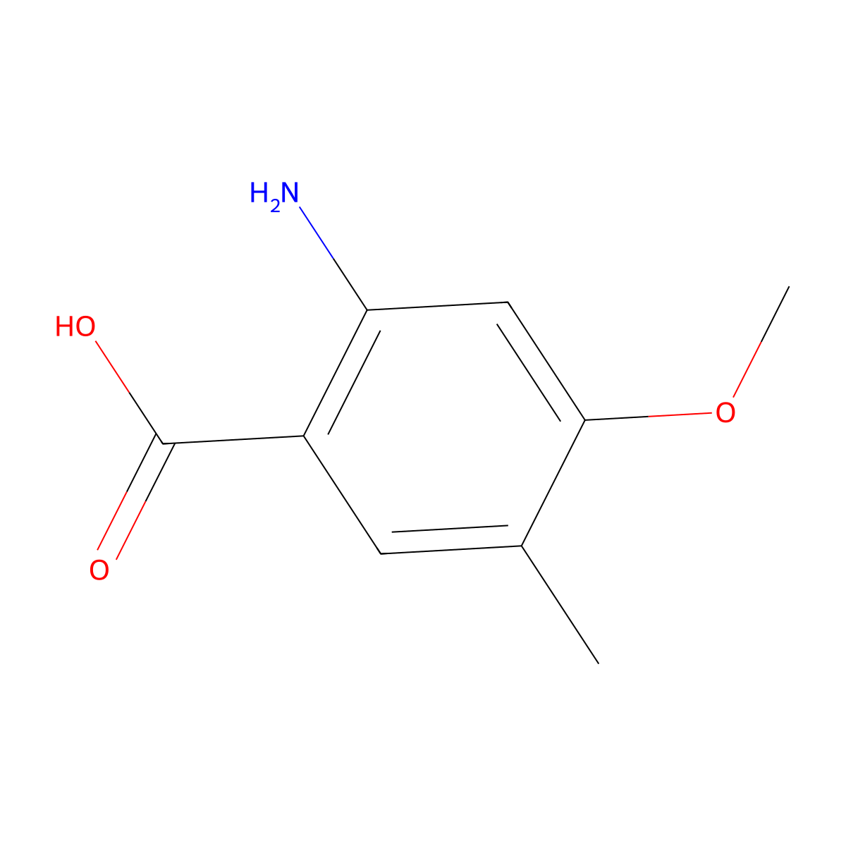 2-Amino-4-methoxy-5-methylbenzenecarboxylic acid molecular structure, CAS 637347-86-5