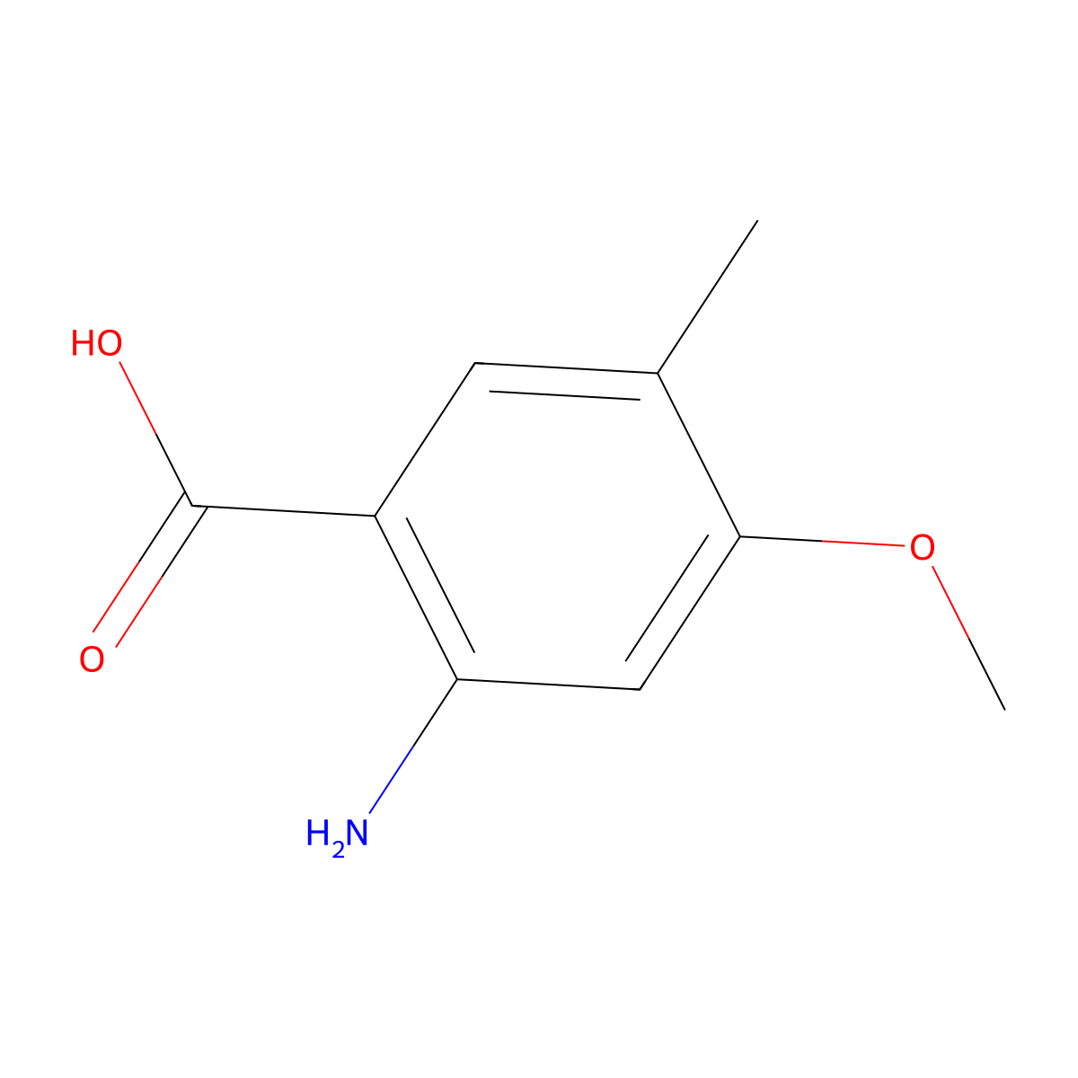2-Amino-4-methoxy-5-methylbenzenecarboxylic acid molecular structure, CAS 637347-86-5