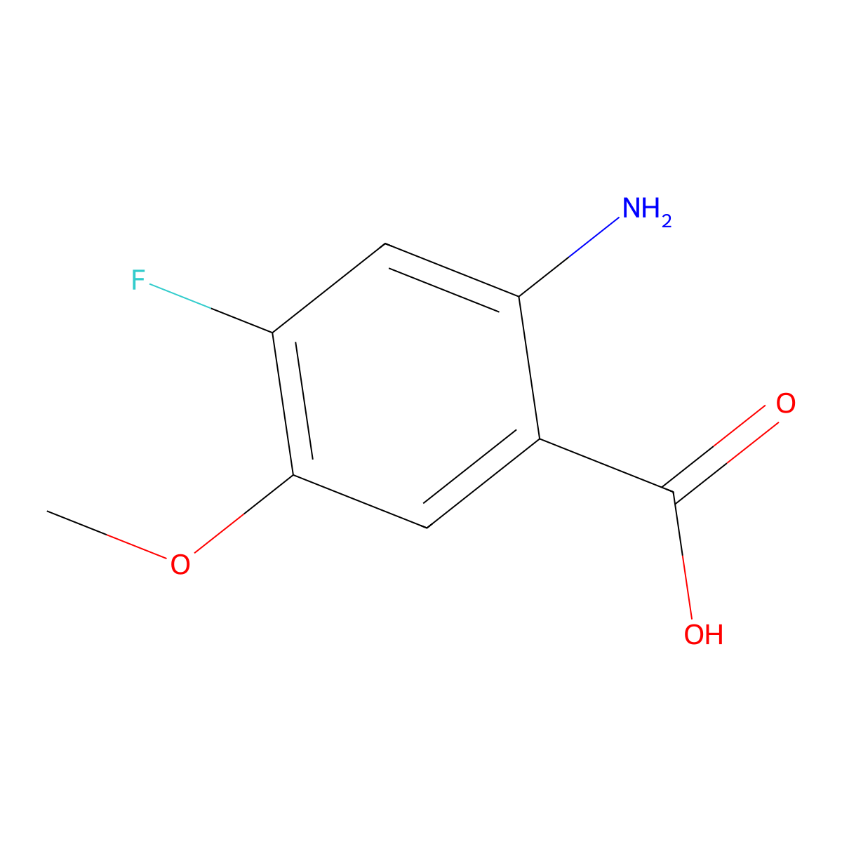 2-Amino-4-fluoro-5-methoxybenzoic acid molecular structure, CAS 637347-90-1