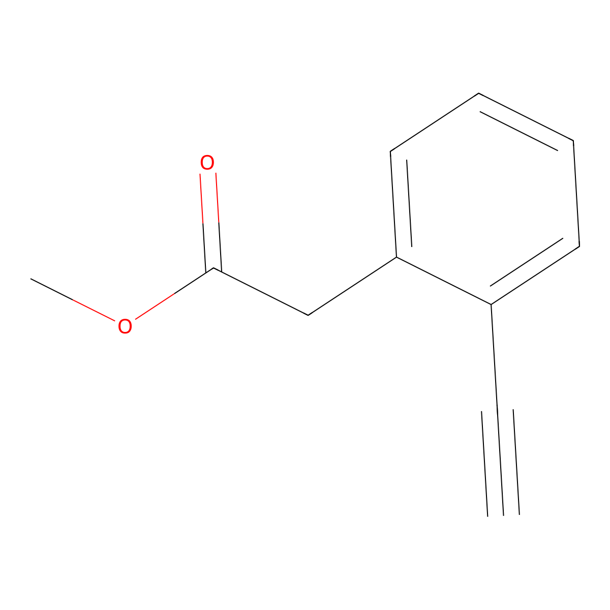 Methyl 2-(2-ethynylphenyl)acetate molecular structure, CAS 637348-19-7