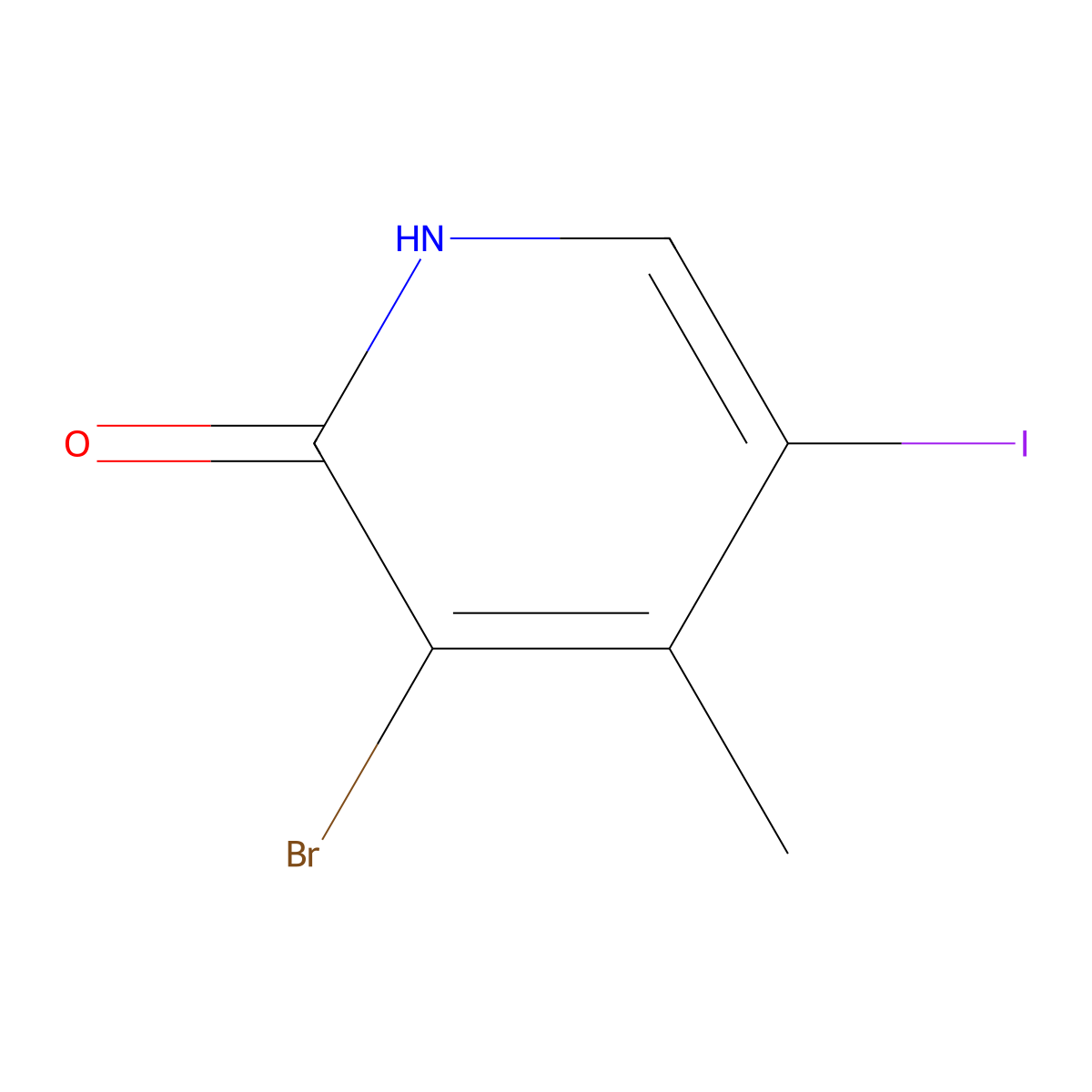 3-Bromo-5-iodo-4-methyl-2(1H)-pyridinone molecular structure, CAS 637348-82-4