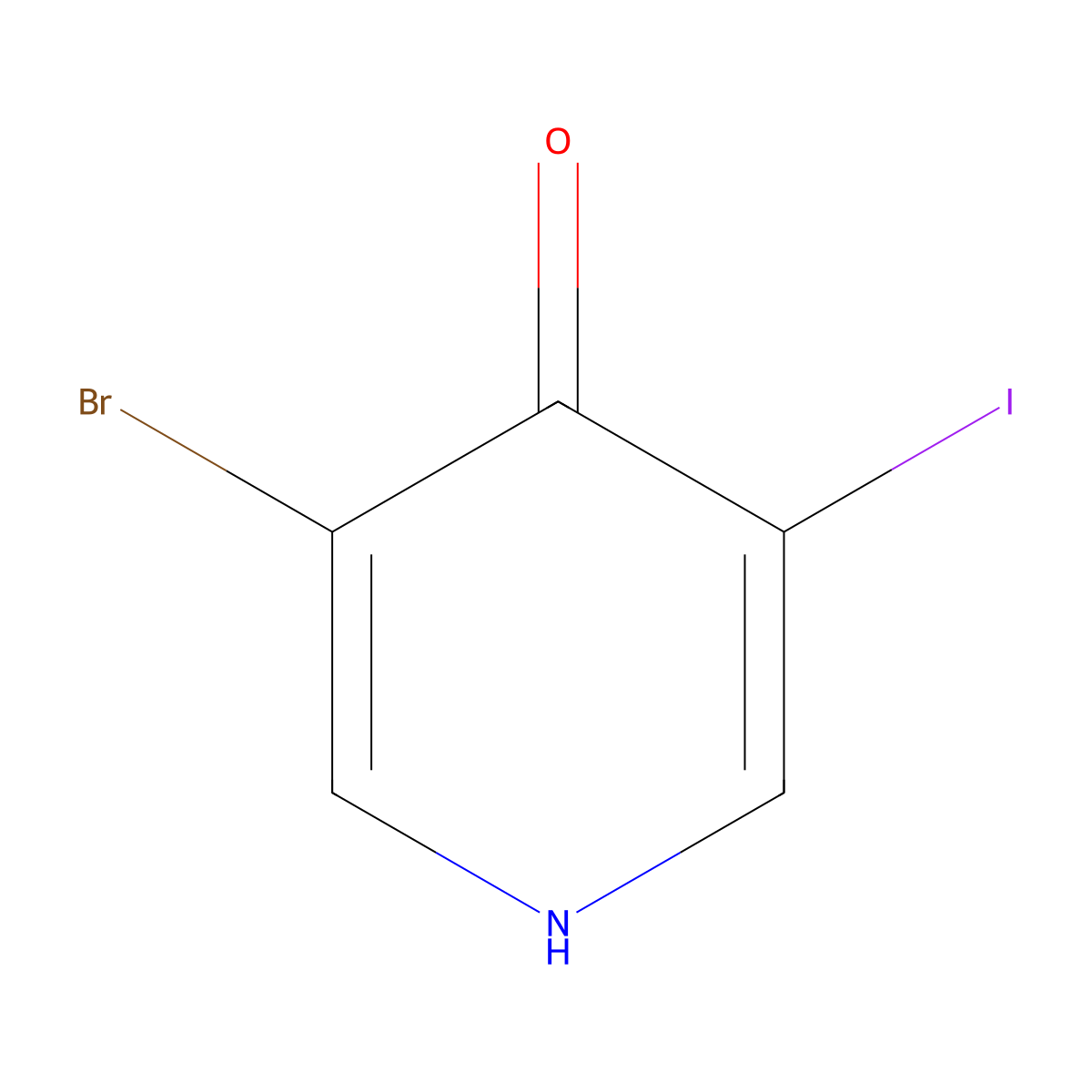 3-Bromo-5-iodopyridin-4-ol molecular structure, CAS 637348-83-5