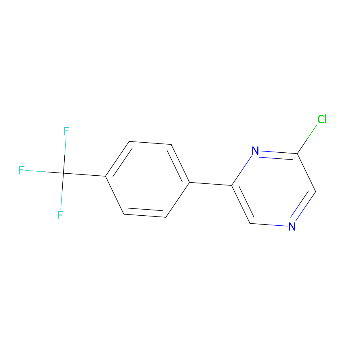 2-Chloro-6-(4-(trifluoromethyl)phenyl)pyrazine molecular structure, CAS 637352-84-2