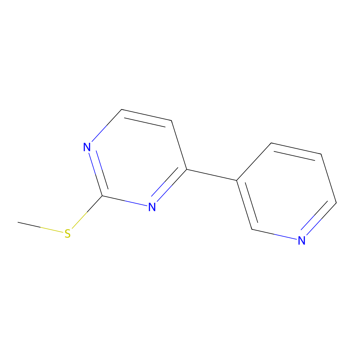 2-(Methylthio)-4-(pyridin-3-yl)pyrimidine molecular structure, CAS 637354-24-6