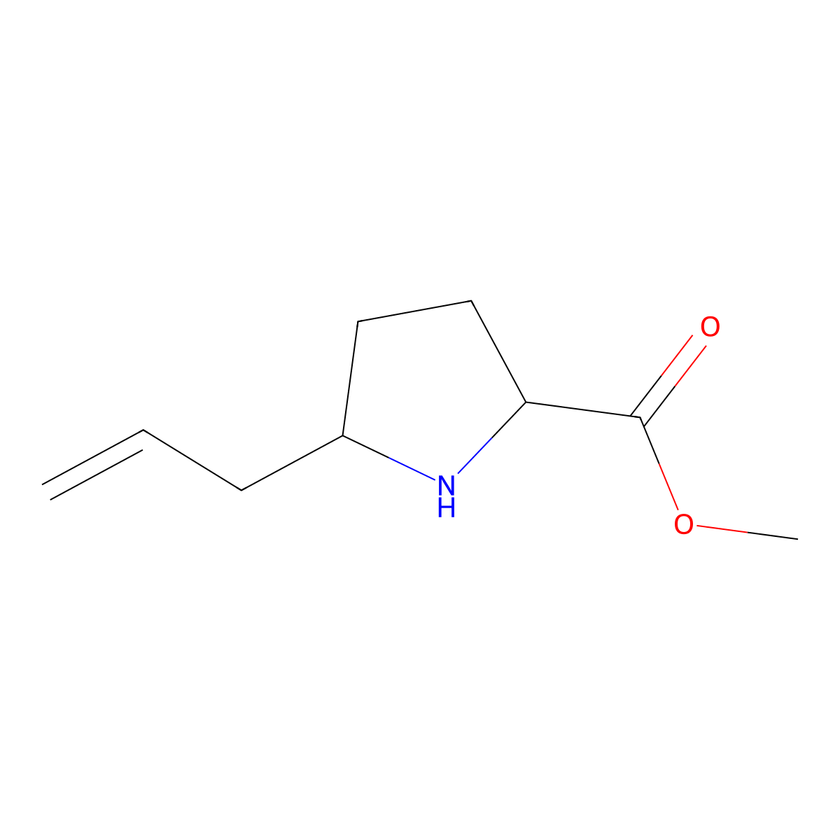 (2S)-Methyl 5-allylpyrrolidine-2-carboxylate molecular structure, CAS 637355-27-2