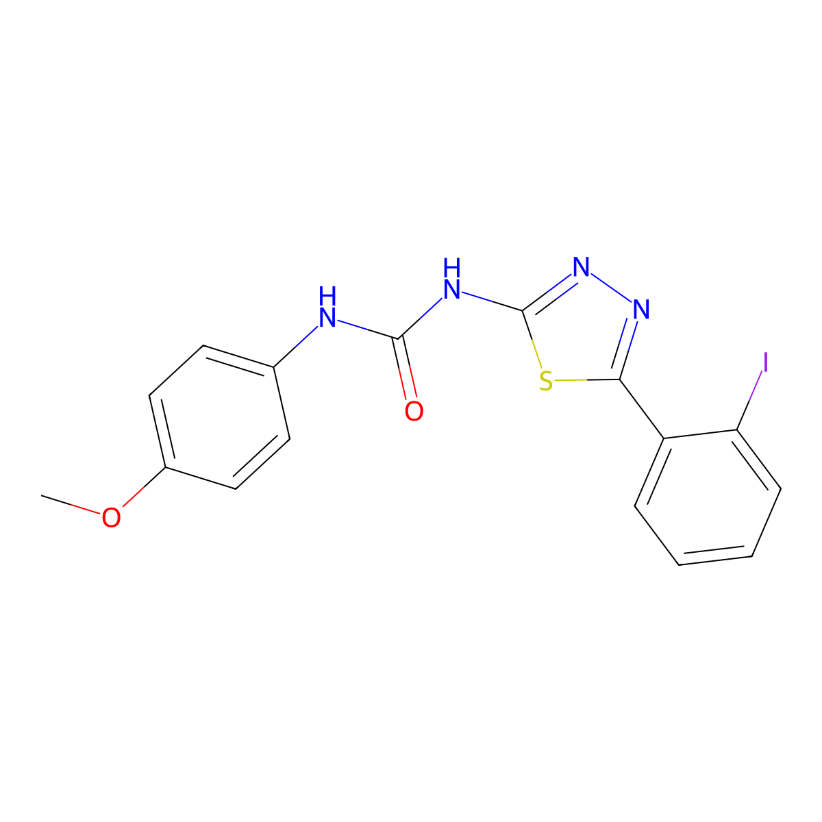 1-[5-(2-Iodophenyl)-1,3,4-thiadiazol-2-yl]-3-(4-methoxyphenyl)urea molecular structure, CAS 6374-20-5