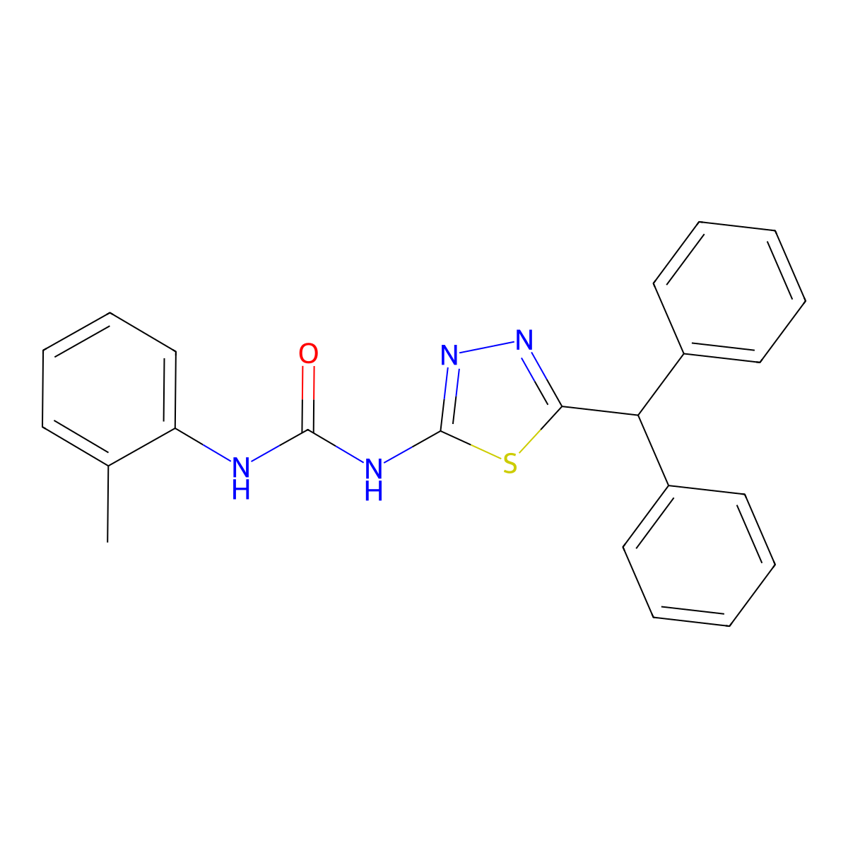 1-(5-Benzhydryl-1,3,4-thiadiazol-2-yl)-3-(2-methylphenyl)urea molecular structure, CAS 6374-23-8