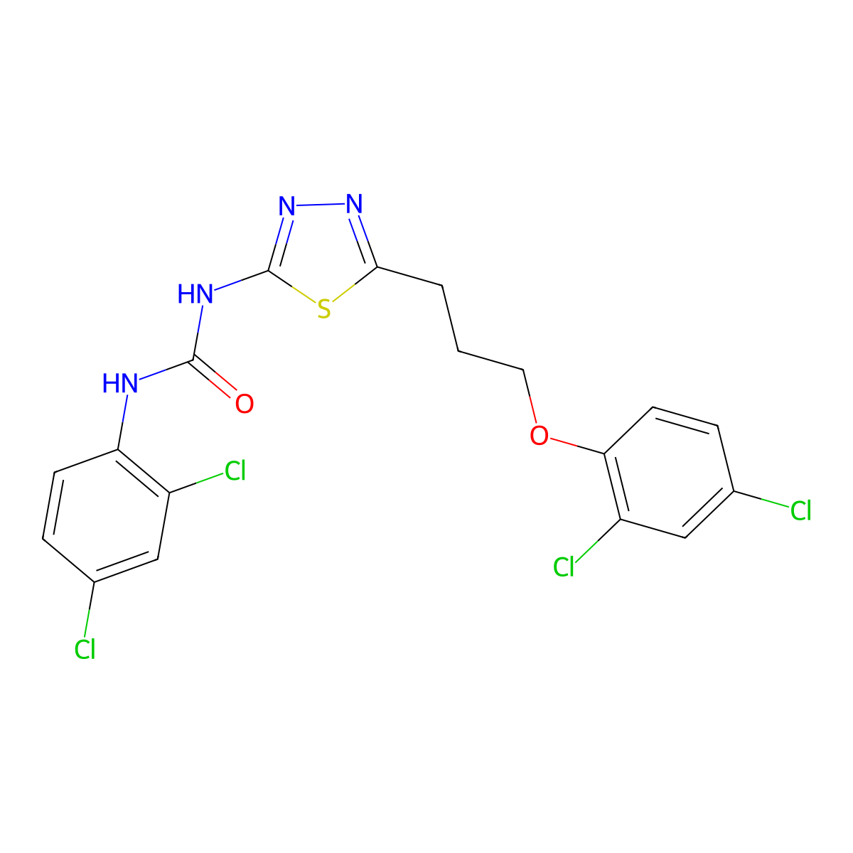 1-[5-[3-(2,4-Dichlorophenoxy)propyl]-1,3,4-thiadiazol-2-yl]-3-(2,4-dichlorophenyl)urea molecular structure, CAS 6374-44-3