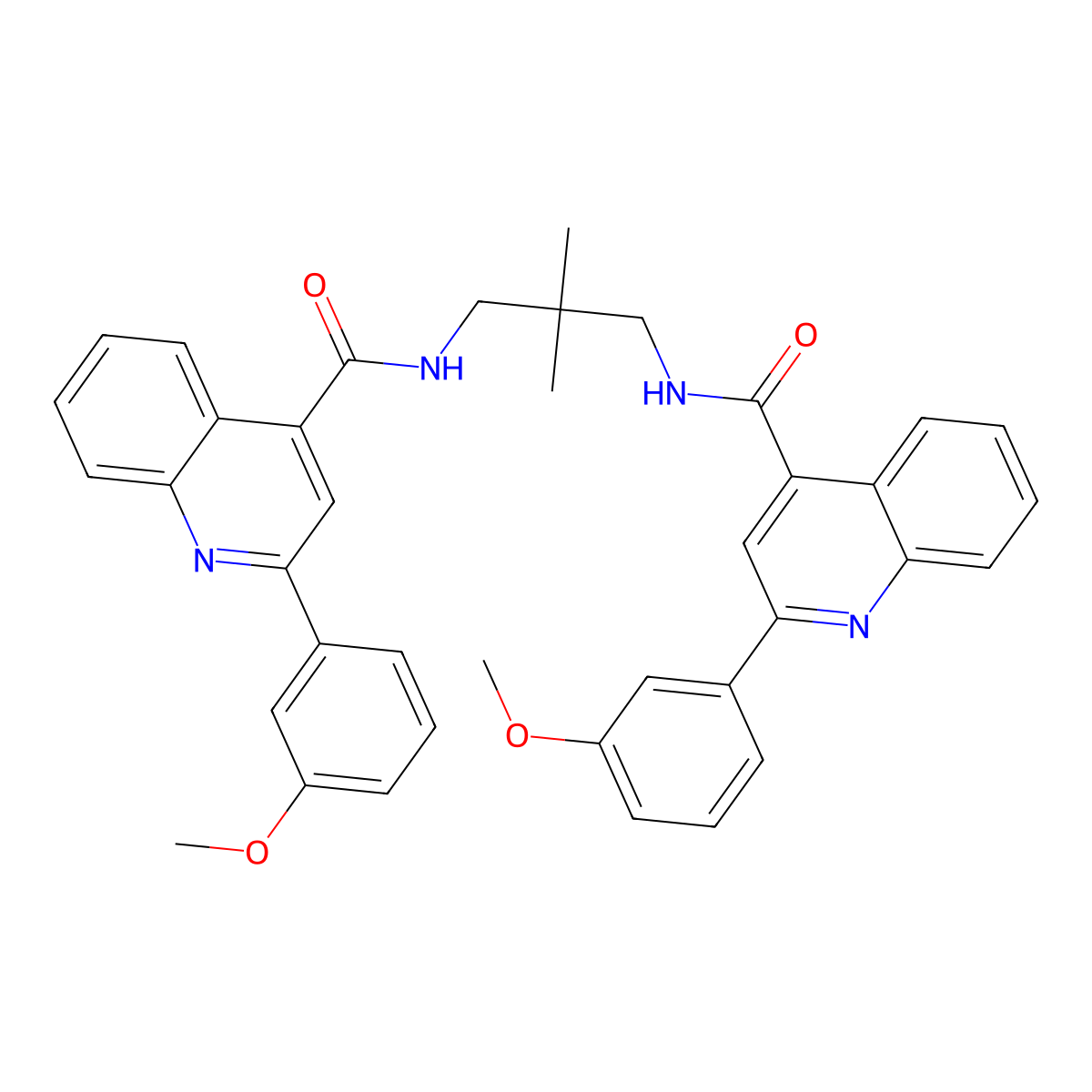 2-(3-methoxyphenyl)-N-[3-[[2-(3-methoxyphenyl)quinoline-4-carbonyl]amino]-2,2-dimethylpropyl]quinoline-4-carboxamide molecular structure, CAS 6374-48-7