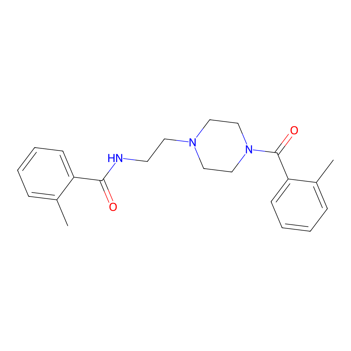 2-methyl-N-[2-[4-(2-methylbenzoyl)piperazin-1-yl]ethyl]benzamide molecular structure, CAS 6374-84-1