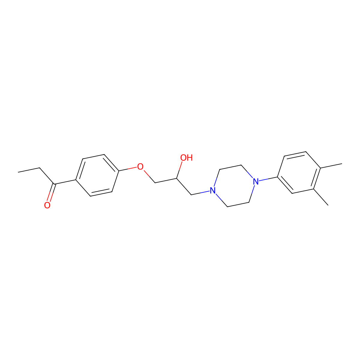 2-Propanol, 1-(4-(3,4-dimethylphenyl)piperazinyl)-3-(4-propionylphenoxy)- molecular structure, CAS 63744-54-7