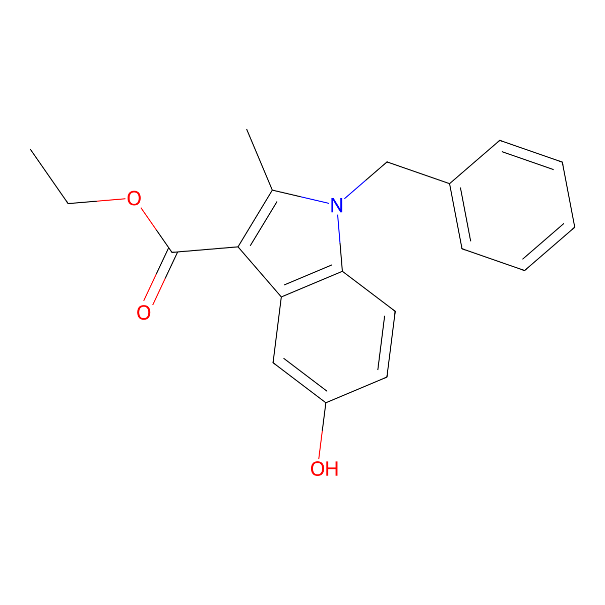 Ethyl 1-benzyl-5-hydroxy-2-methyl-1H-indole-3-carboxylate molecular structure, CAS 63746-08-7