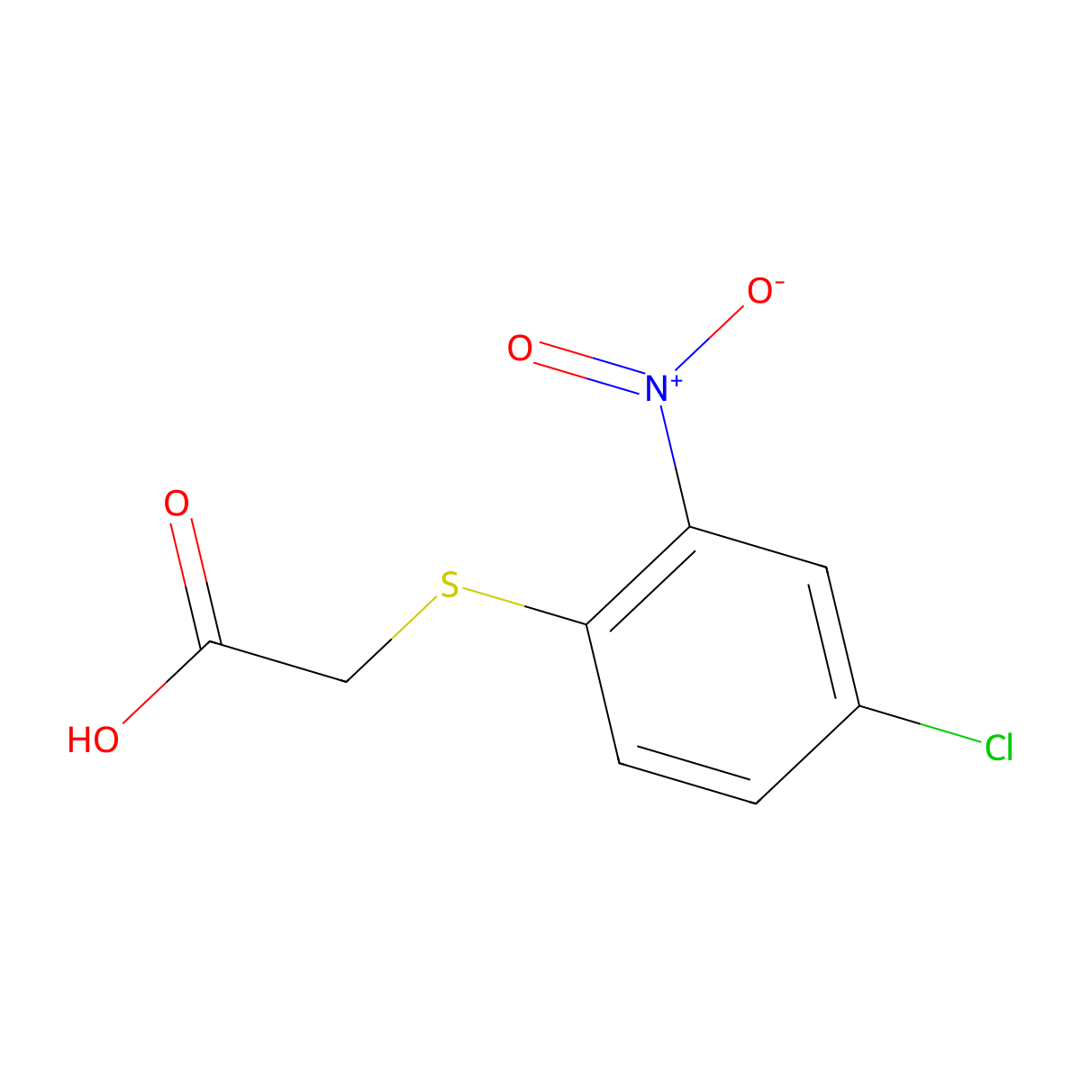Acetic acid, 2-[(4-chloro-2-nitrophenyl)thio]- molecular structure, CAS 6375-61-7