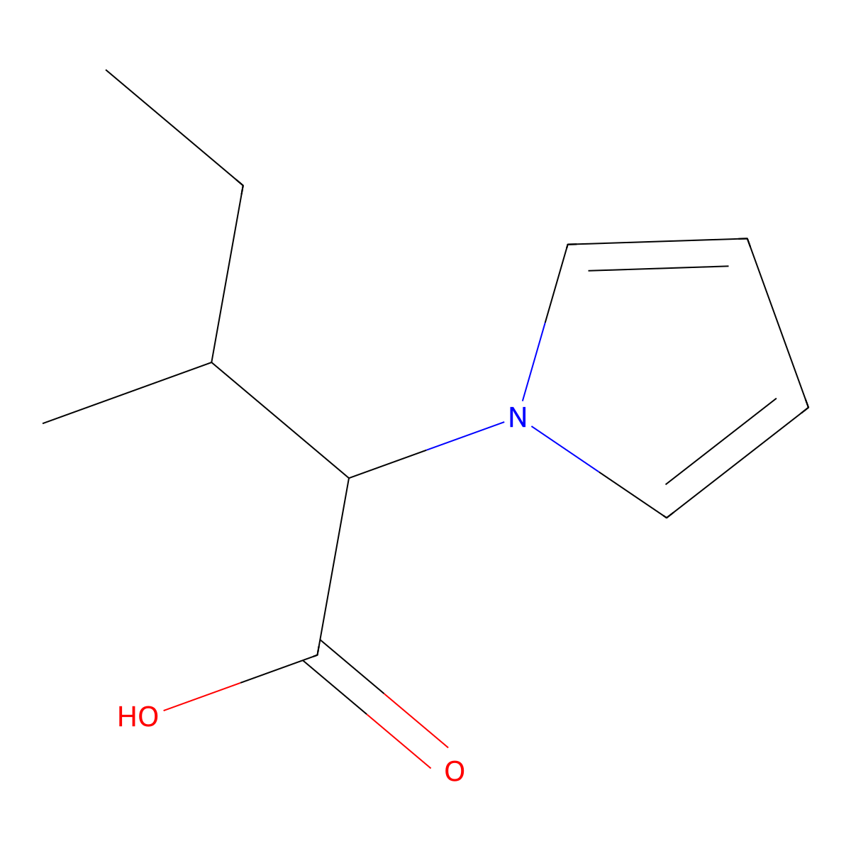 alpha-(1-Methylpropyl)-1H-pyrrole-1-acetic acid molecular structure, CAS 63751-73-5