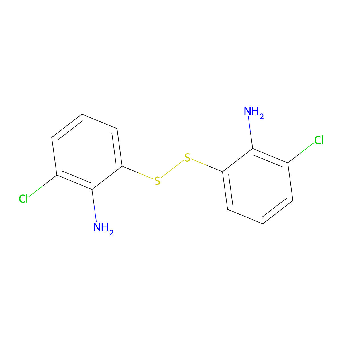 2,2'-Disulfanediylbis(6-chloroaniline) molecular structure, CAS 63755-08-8