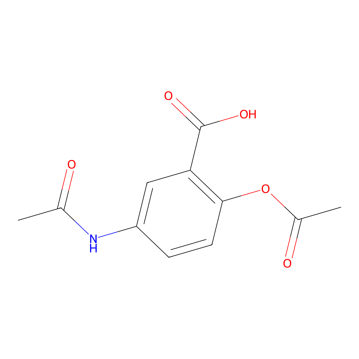 2-Acetoxy-5-acetylamino-benzoic acid molecular structure, CAS 6376-29-0
