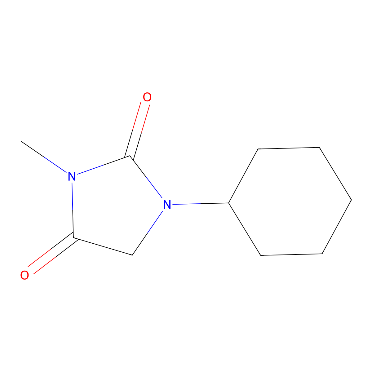 1-Cyclohexyl-3-methylimidazolidine-2,4-dione molecular structure, CAS 63760-93-0