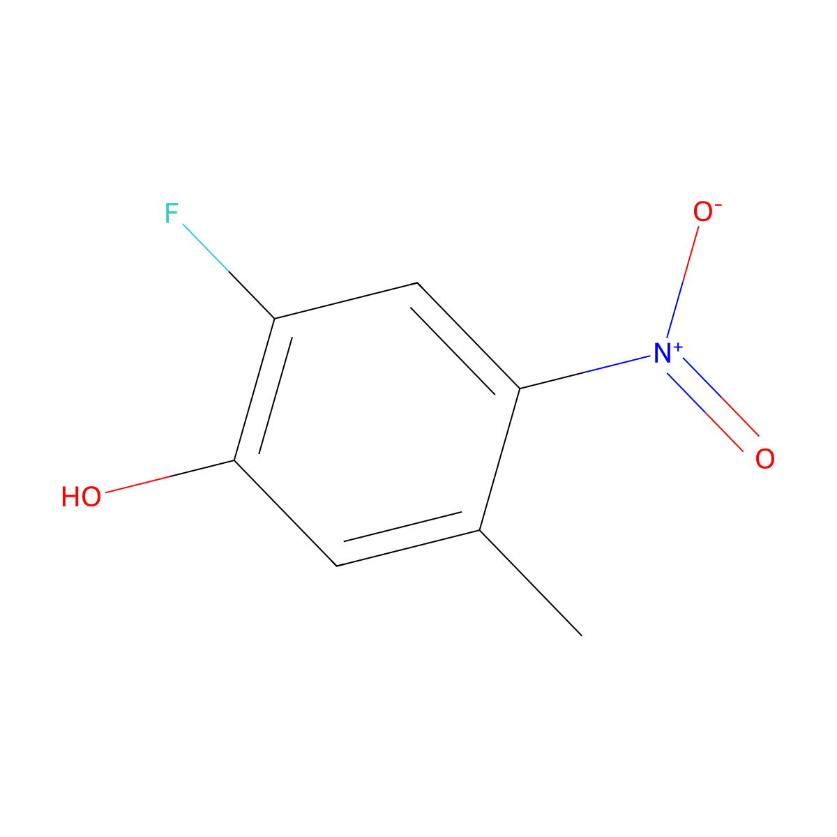2-Fluoro-5-methyl-4-nitrophenol molecular structure, CAS 63762-80-1