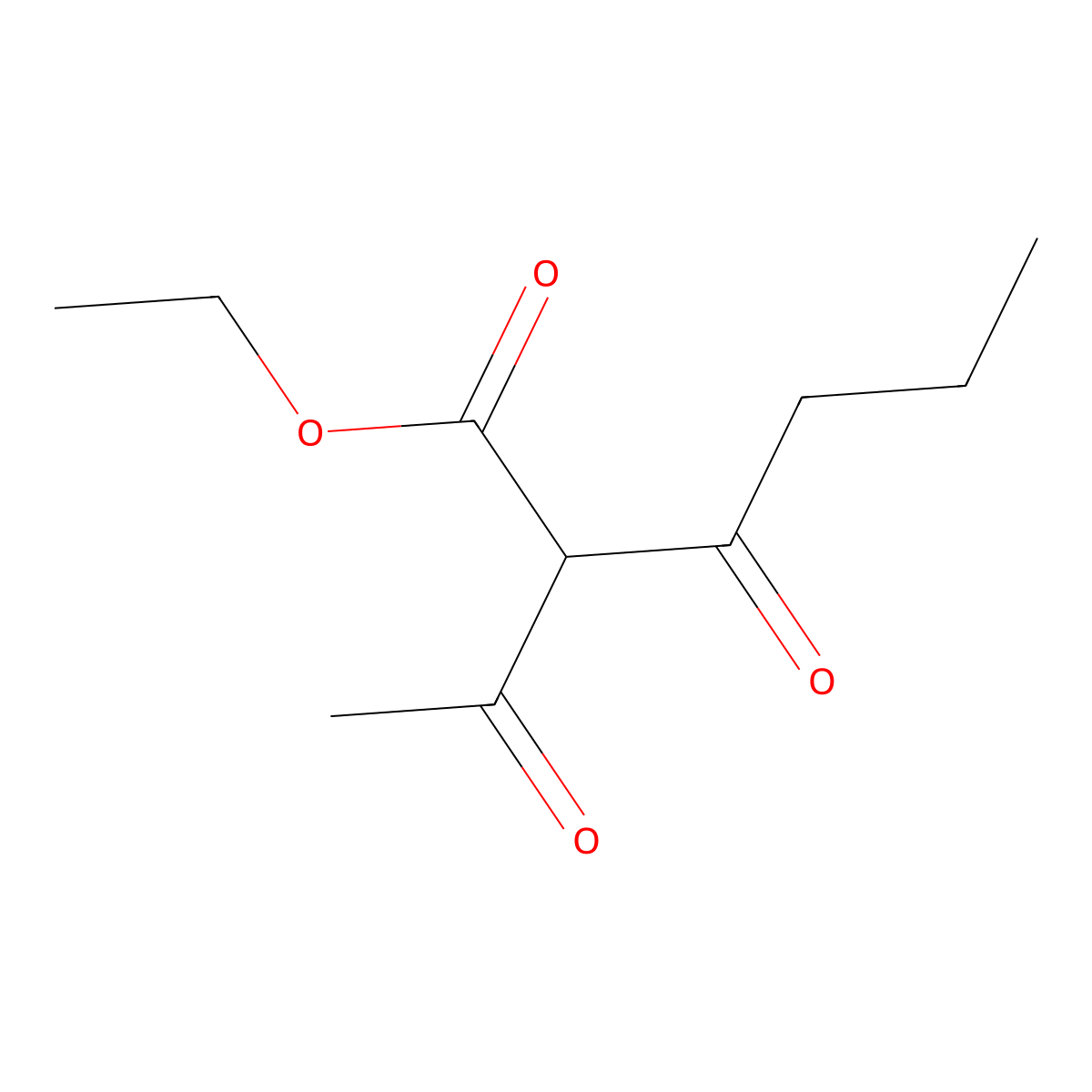 Ethyl 2-acetyl-3-oxohexanoate molecular structure, CAS 63765-76-4