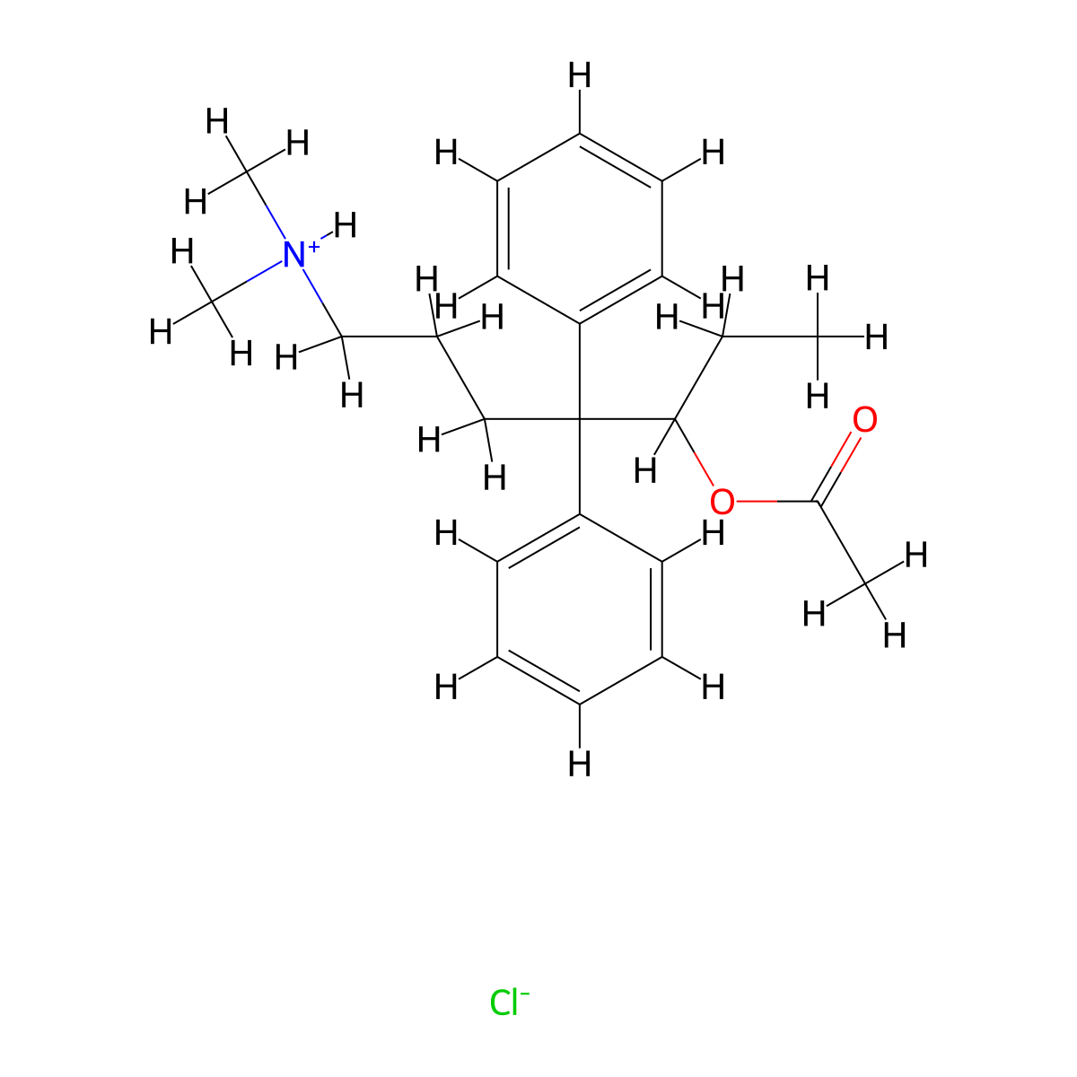 3-Hexanol, 6-(dimethylamino)methyl-4,4-diphenyl-, acetate, hydrochloride molecular structure, CAS 63765-82-2