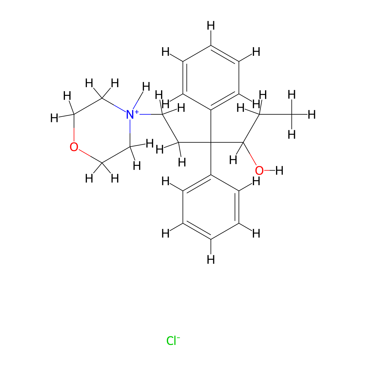 3-Hexanol, 4,4-diphenyl-6-morpholino-, hydrochloride molecular structure, CAS 63765-84-4