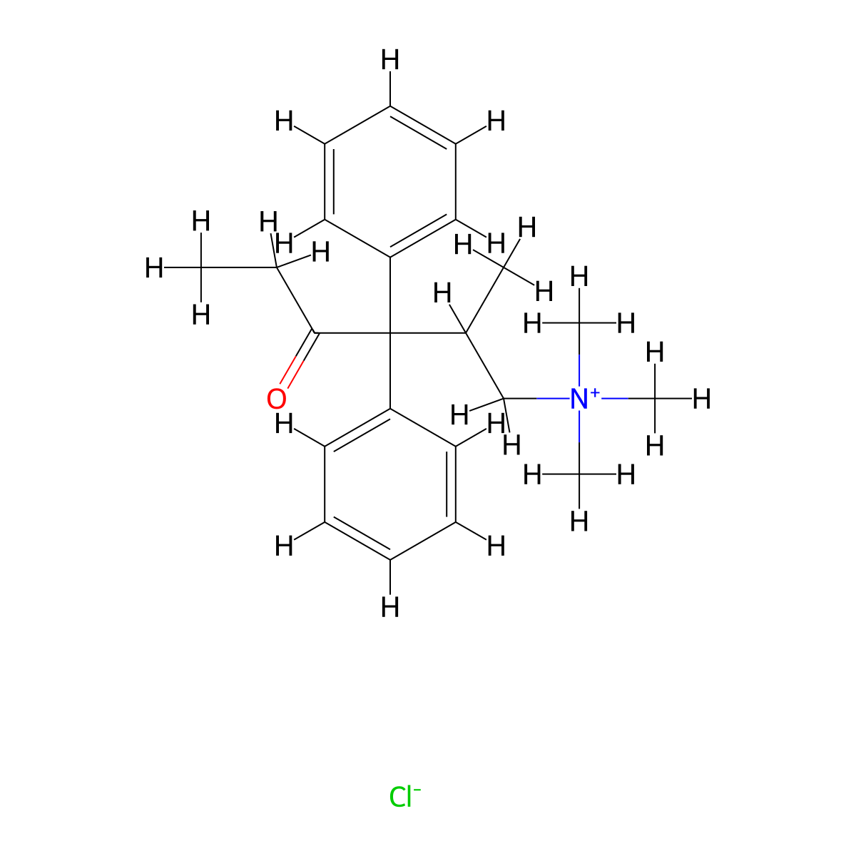 3-Hexanone, 5-(N,N-dimethylamino)methyl-4,4-diphenyl-, methylchloride molecular structure, CAS 63765-86-6