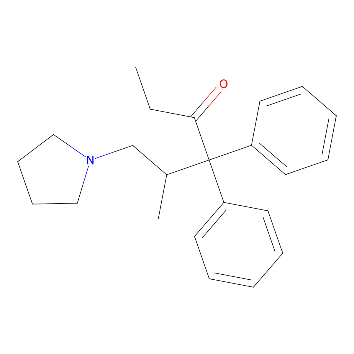 5-Methyl-4,4-diphenyl-6-(pyrrolidin-1-yl)hexan-3-one molecular structure, CAS 63765-89-9