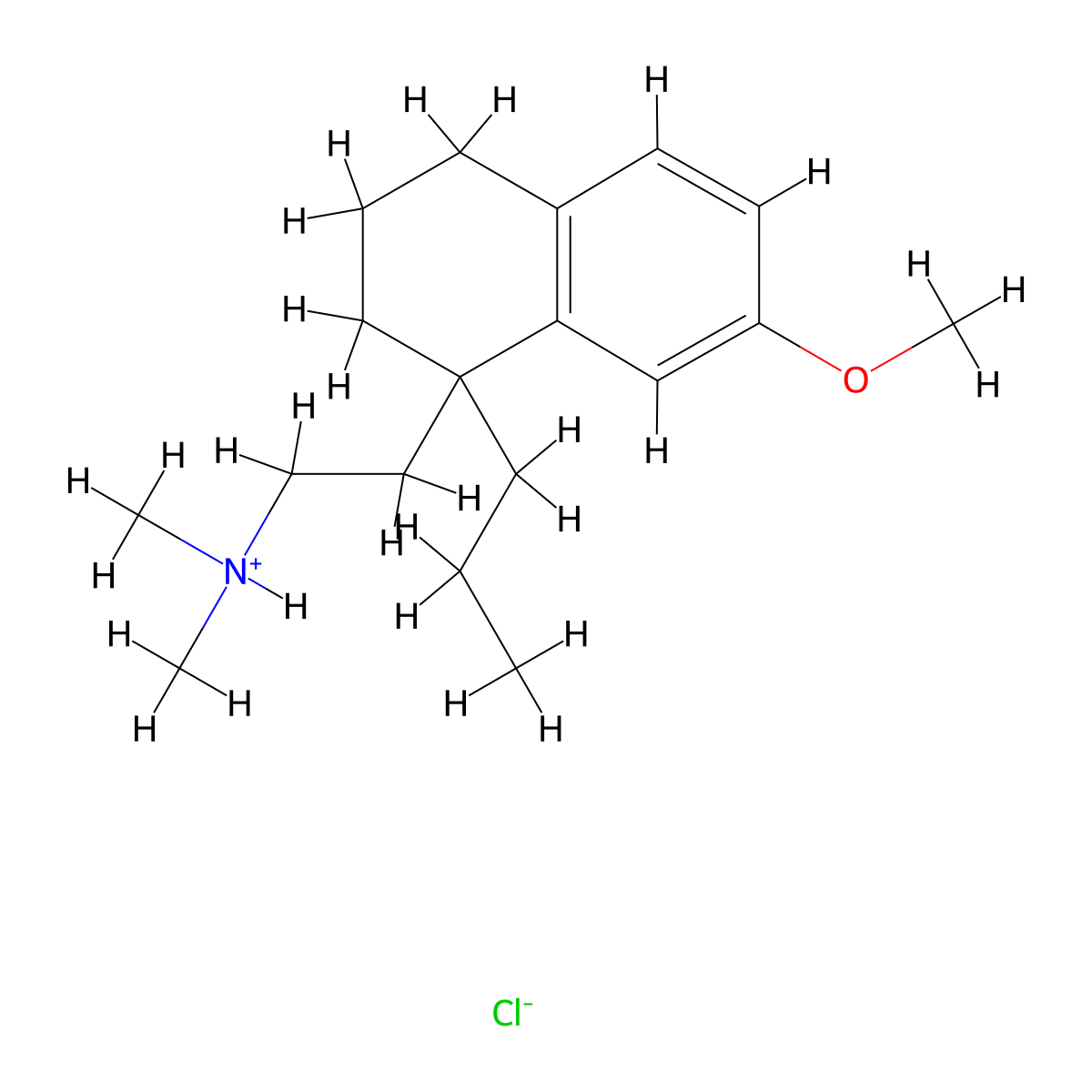 1-Naphthaleneethylamine, 1,2,3,4-tetrahydro-N,N-dimethyl-7-methoxy-1-propyl-, hydrochloride molecular structure, CAS 63766-03-0