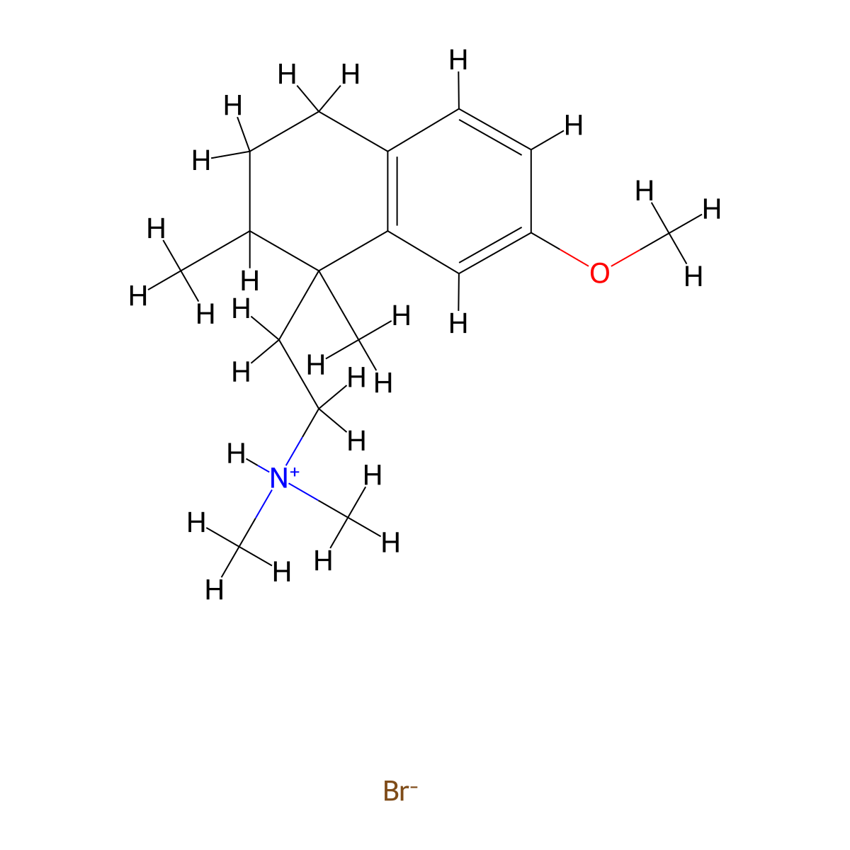 2-(7-Methoxy-1,2-dimethyl-1,2,3,4-tetrahydronaphthalen-1-yl)-N,N-dimethylethan-1-amine--hydrogen bromide (1/1) molecular structure, CAS 63766-05-2
