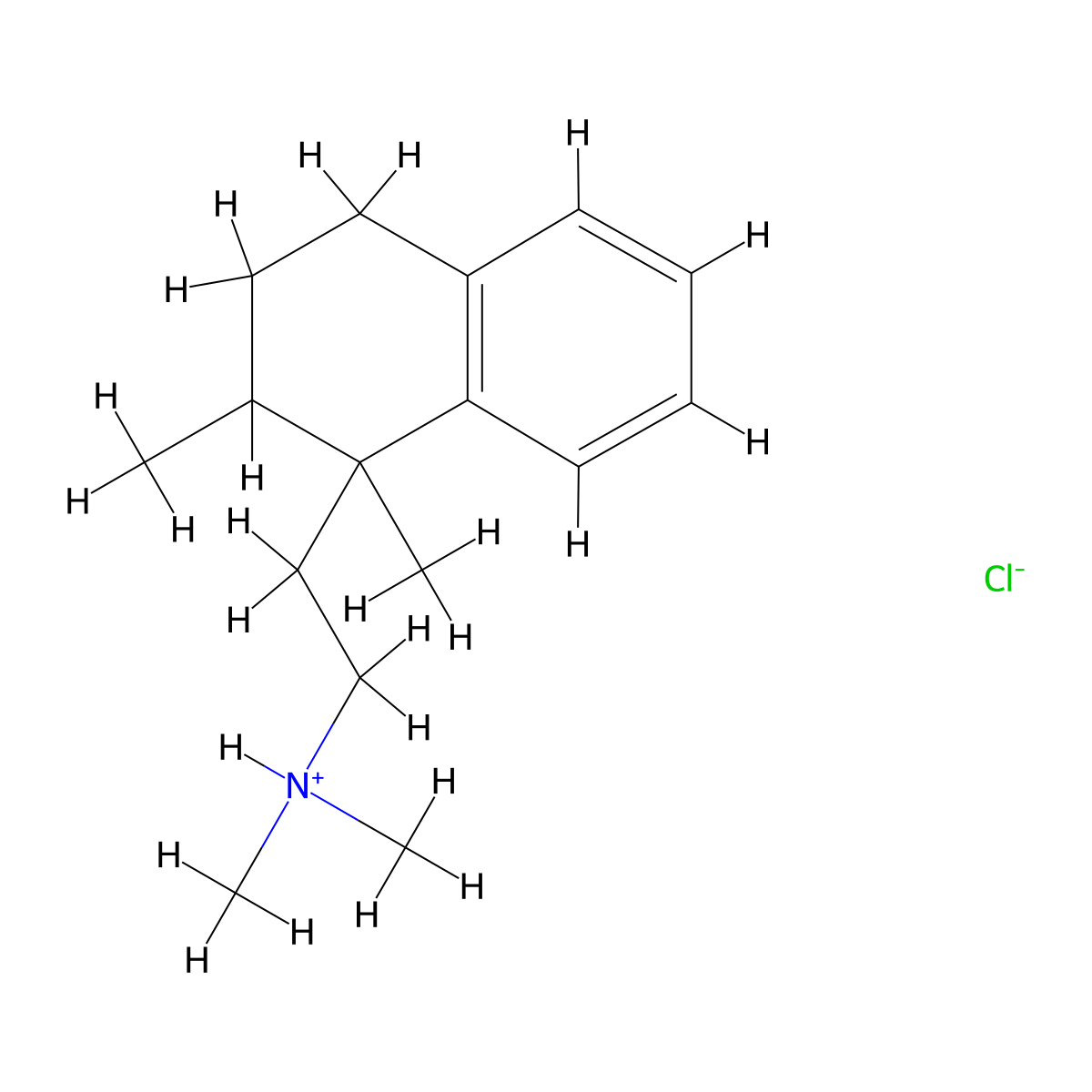 1-Naphthaleneethylamine, 1,2,3,4-tetrahydro-N,N,1,2-tetramethyl-, hydrochloride molecular structure, CAS 63766-06-3