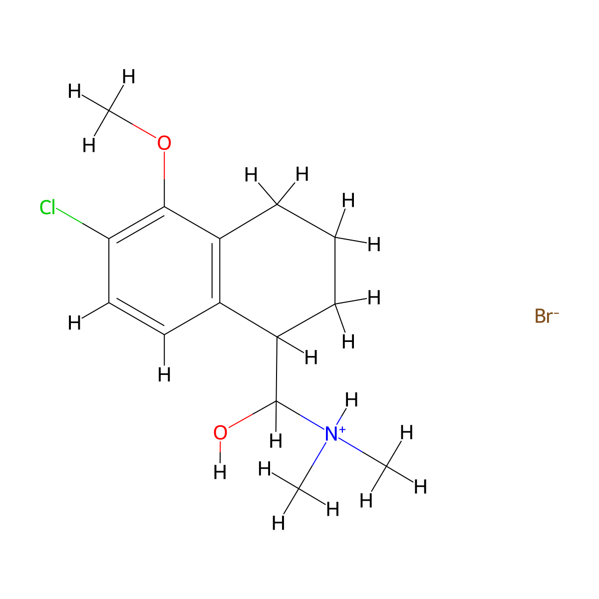 (6-Chloro-5-methoxy-1,2,3,4-tetrahydronaphthalen-1-yl)(dimethylamino)methanol--hydrogen bromide (1/1) molecular structure, CAS 63766-12-1