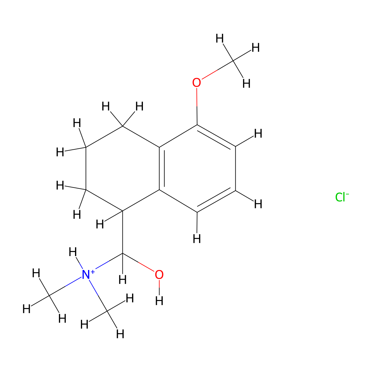 (Dimethylamino)(5-methoxy-1,2,3,4-tetrahydronaphthalen-1-yl)methanol--hydrogen chloride (1/1) molecular structure, CAS 63766-13-2