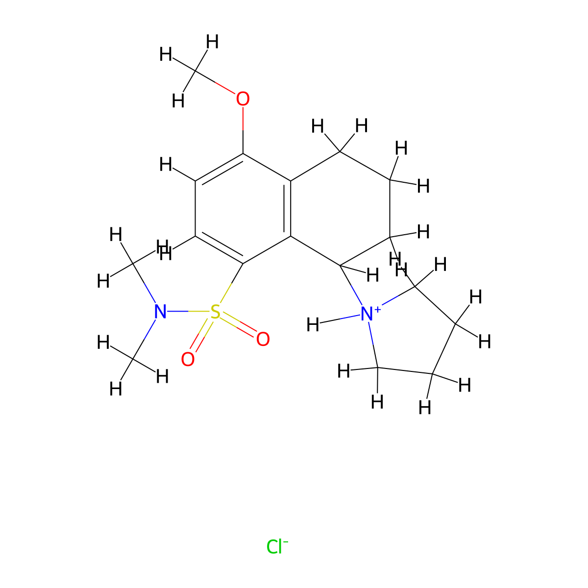 4-Methoxy-N,N-dimethyl-8-(pyrrolidin-1-yl)-5,6,7,8-tetrahydronaphthalene-1-sulfonamide--hydrogen chloride (1/1) molecular structure, CAS 63766-14-3