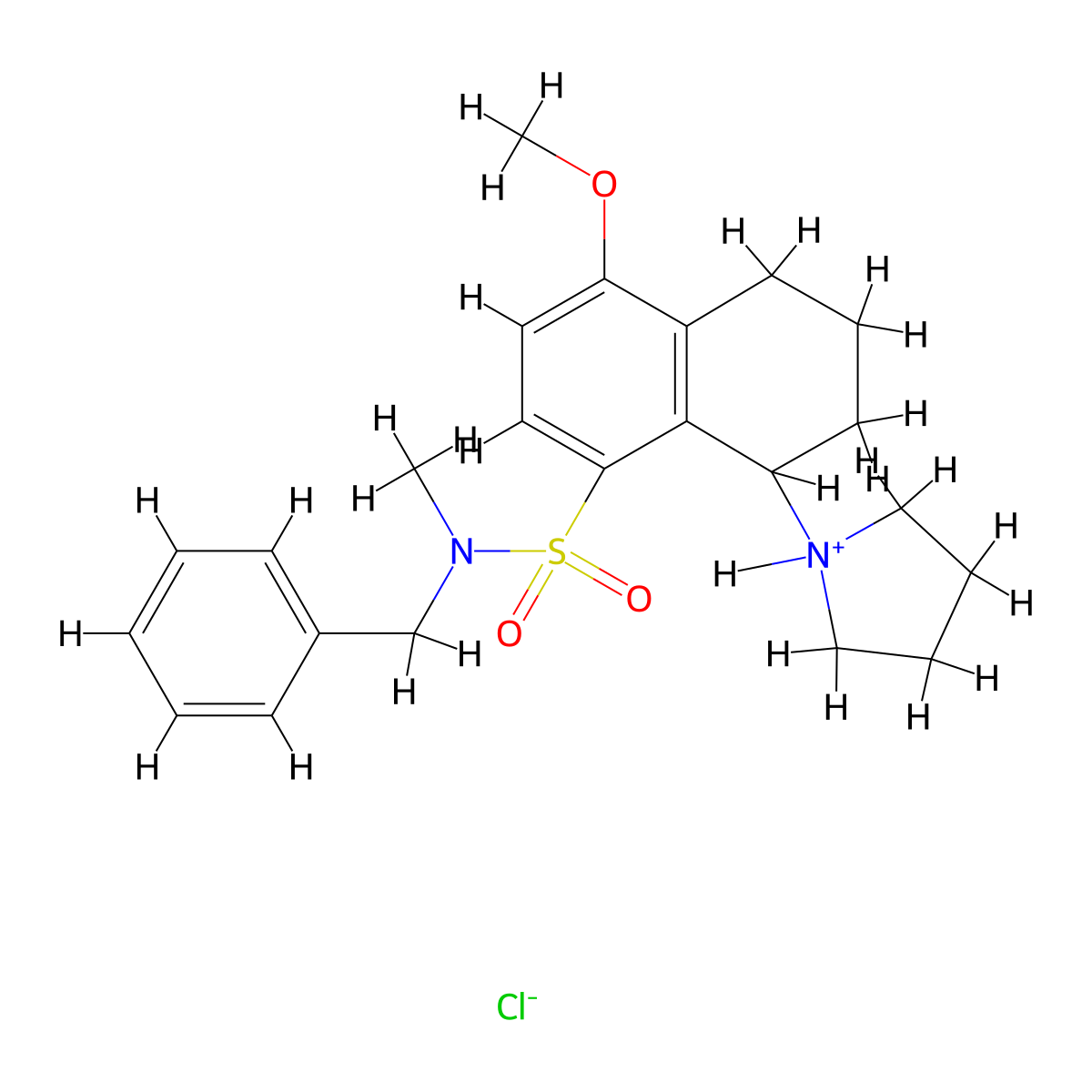 N-Benzyl-4-methoxy-N-methyl-8-(pyrrolidin-1-yl)-5,6,7,8-tetrahydronaphthalene-1-sulfonamide--hydrogen chloride (1/1) molecular structure, CAS 63766-34-7