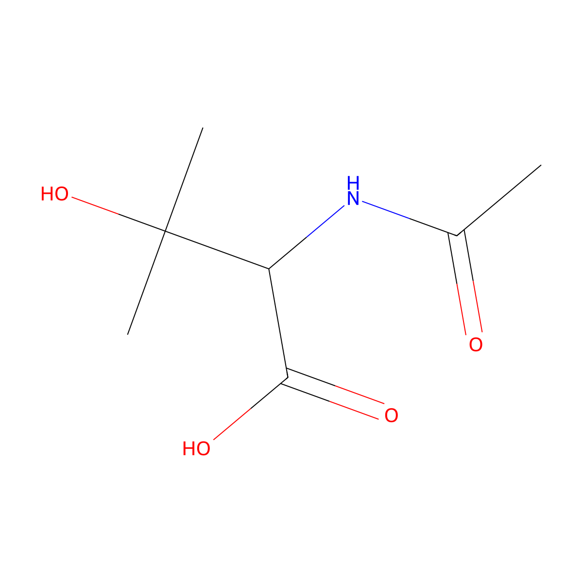 2-Acetamido-3-hydroxy-3-methylbutanoic acid molecular structure, CAS 63768-76-3