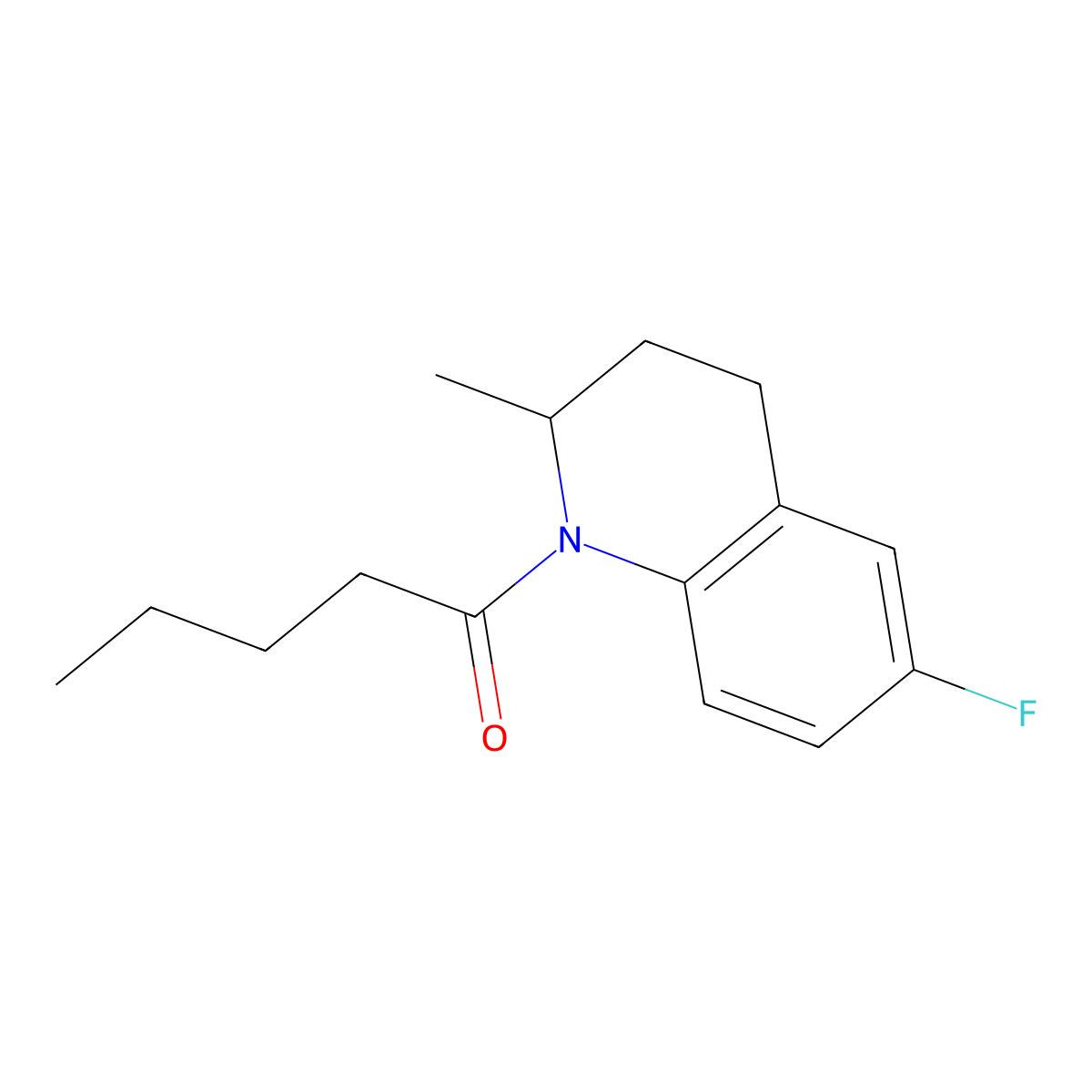 1-(6-fluoro-2-methyl-3,4-dihydro-2H-quinolin-1-yl)pentan-1-one molecular structure, CAS 6377-02-2